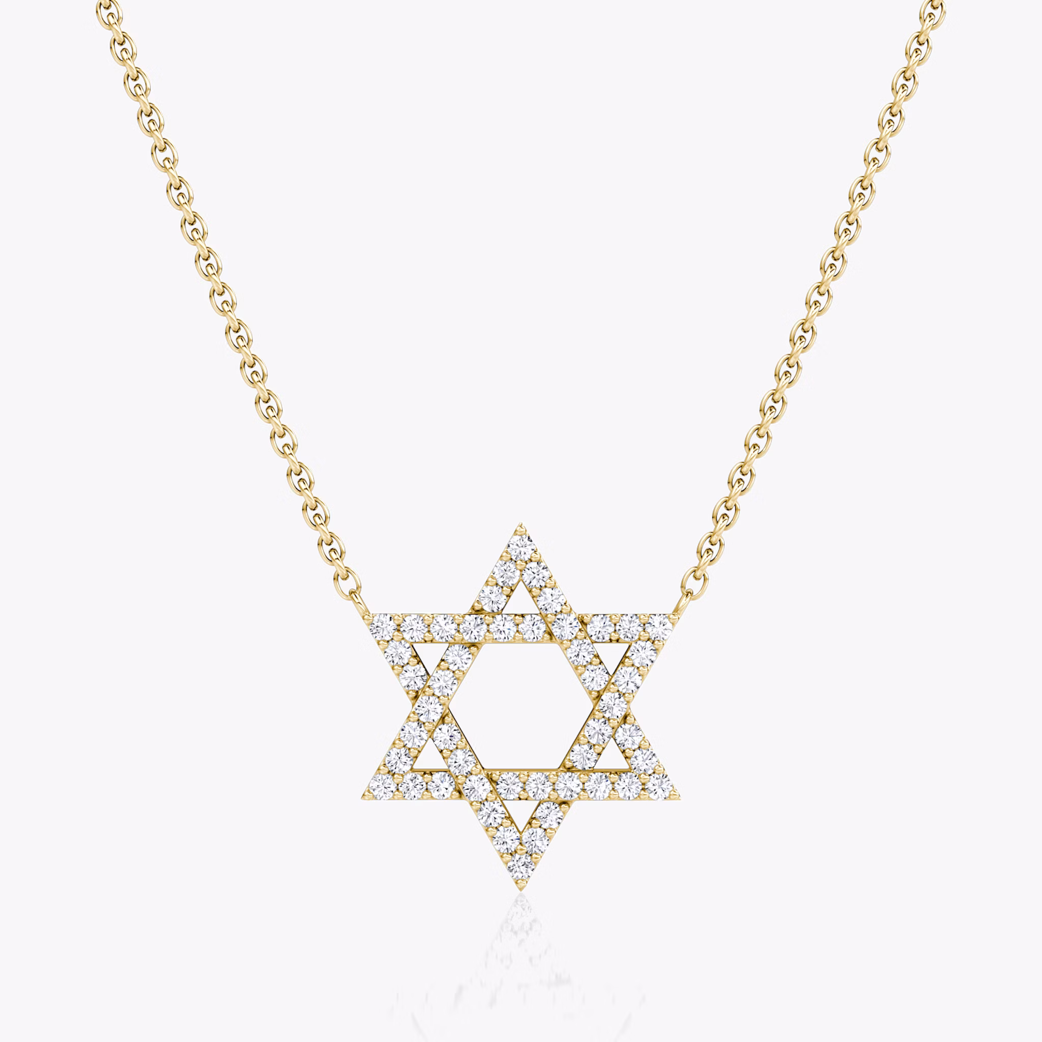 Pavé Star Necklace | Round Brilliant | 14k | Yellow Gold | chainLength: 16-18