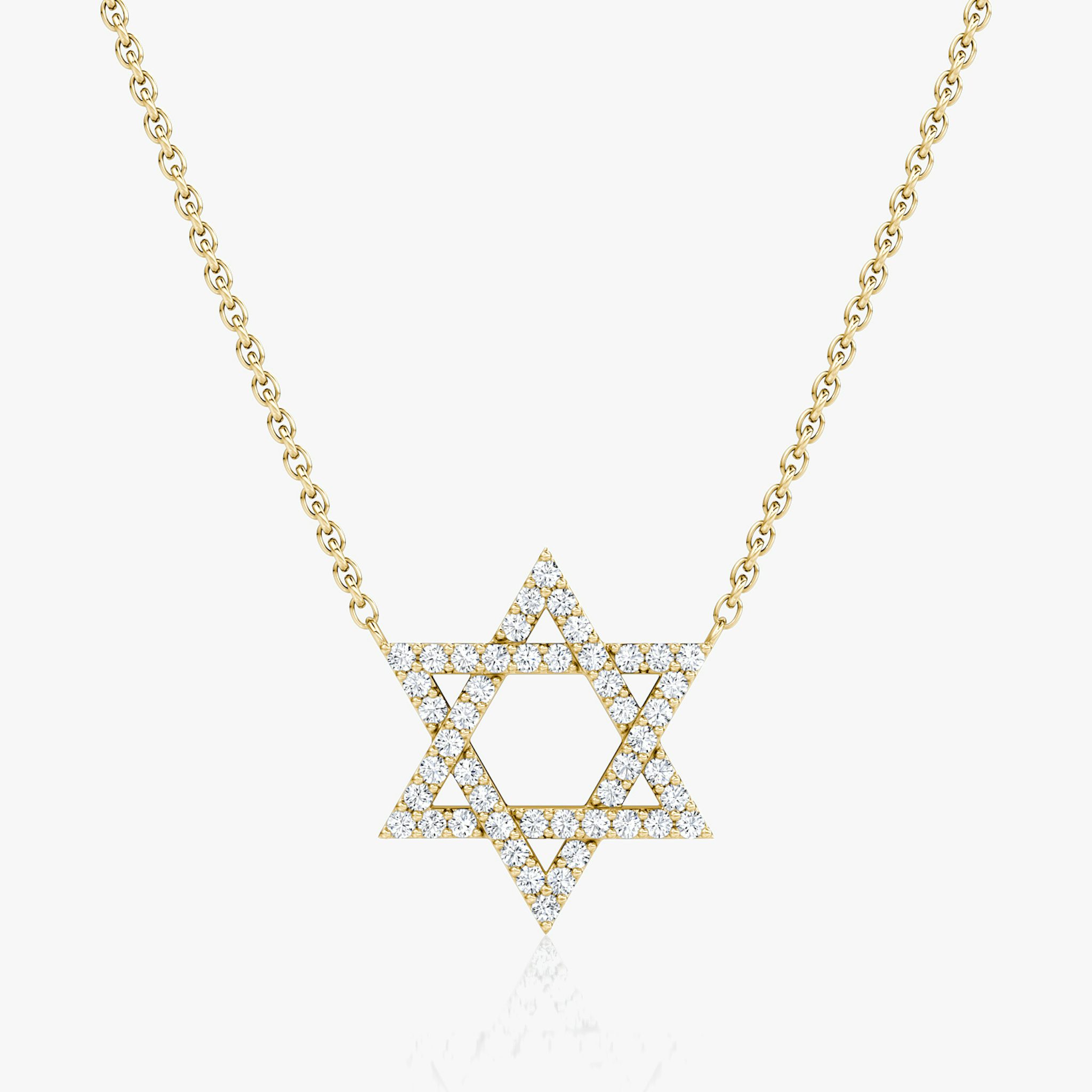 Pavé Star Necklace | Round Brilliant | 14k | Yellow Gold | chainLength: 16-18