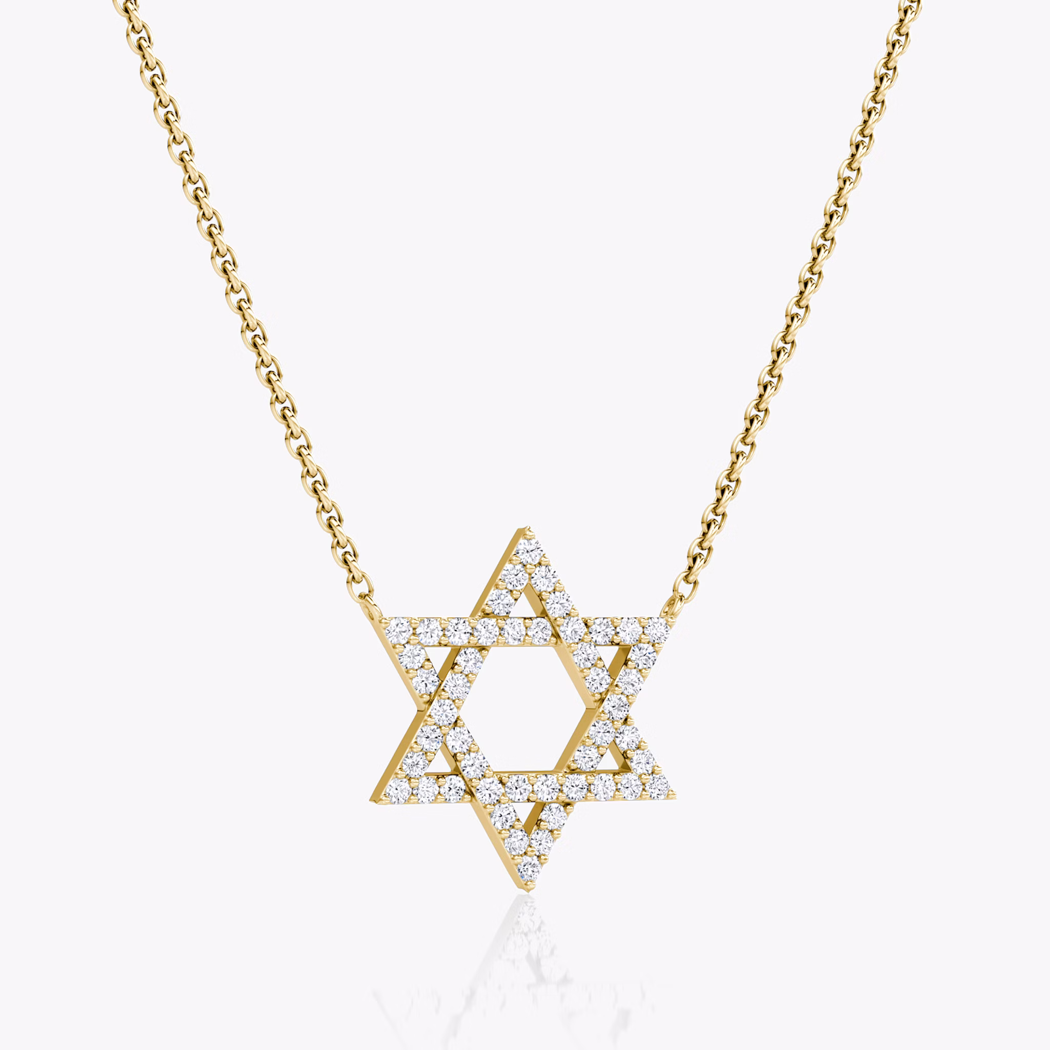 Pavé Star Necklace | Round Brilliant | 14k | Yellow Gold | chainLength: 16-18