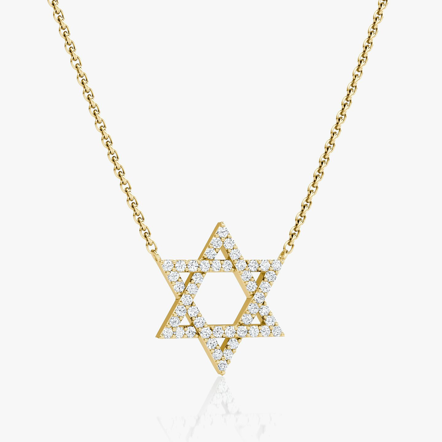 Pavé Star Necklace | Round Brilliant | 14k | Yellow Gold | chainLength: 16-18