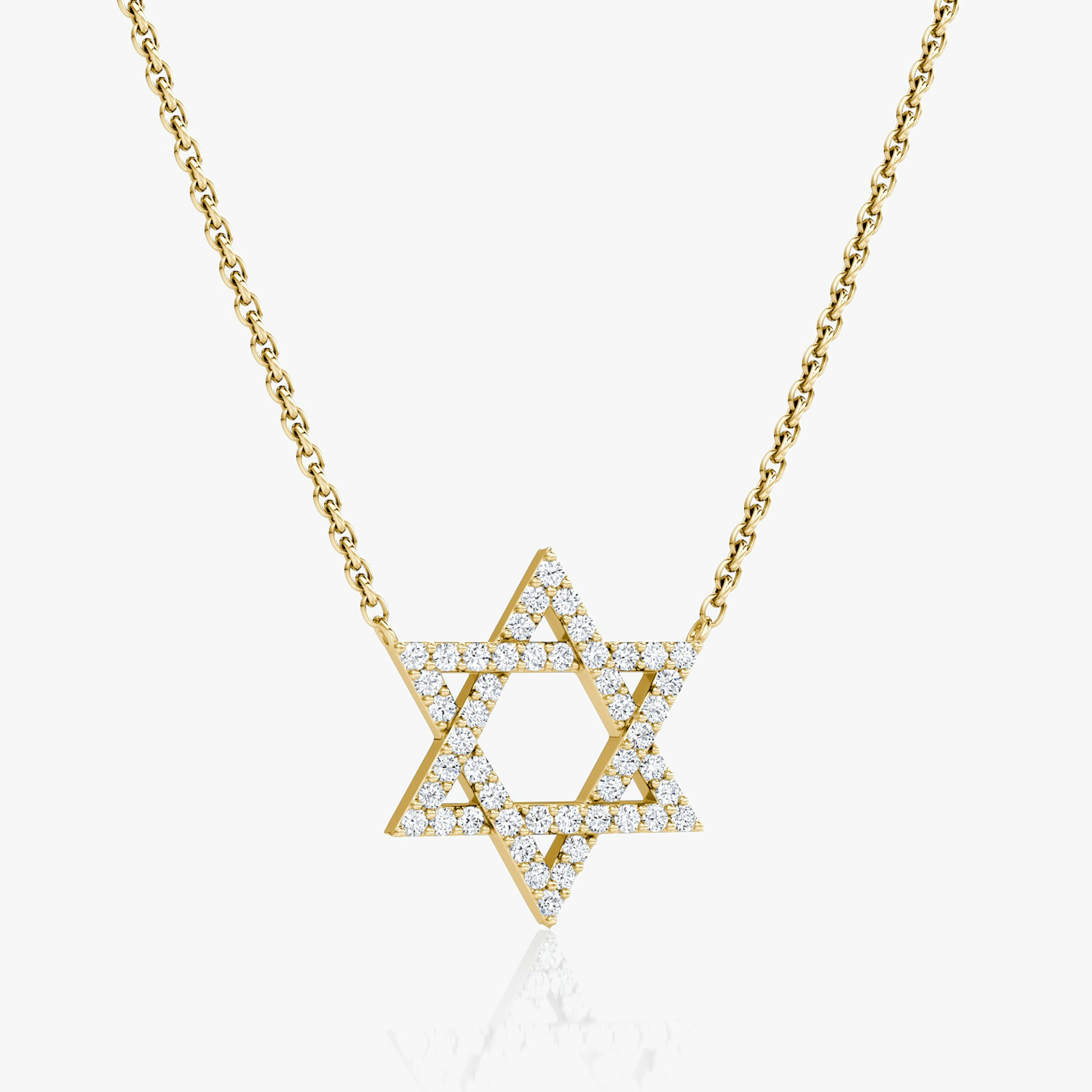 Pavé Star Necklace | Round Brilliant | 14k | Yellow Gold | chainLength: 16-18