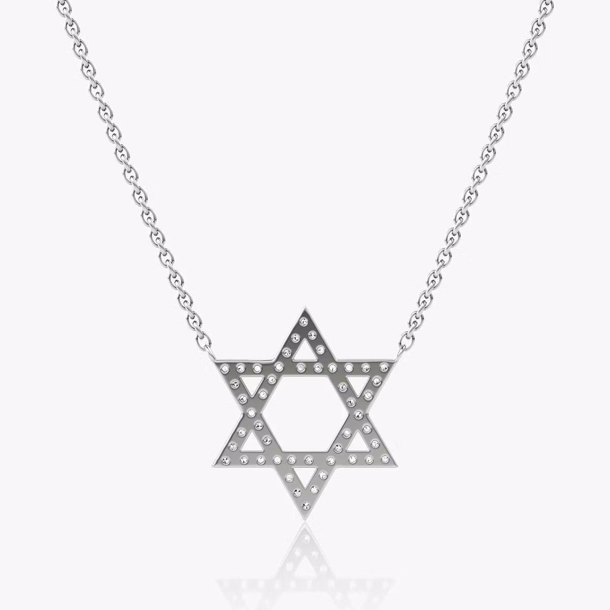 Pavé Star Necklace | Round Brilliant | 14k | White Gold | chainLength: 16-18