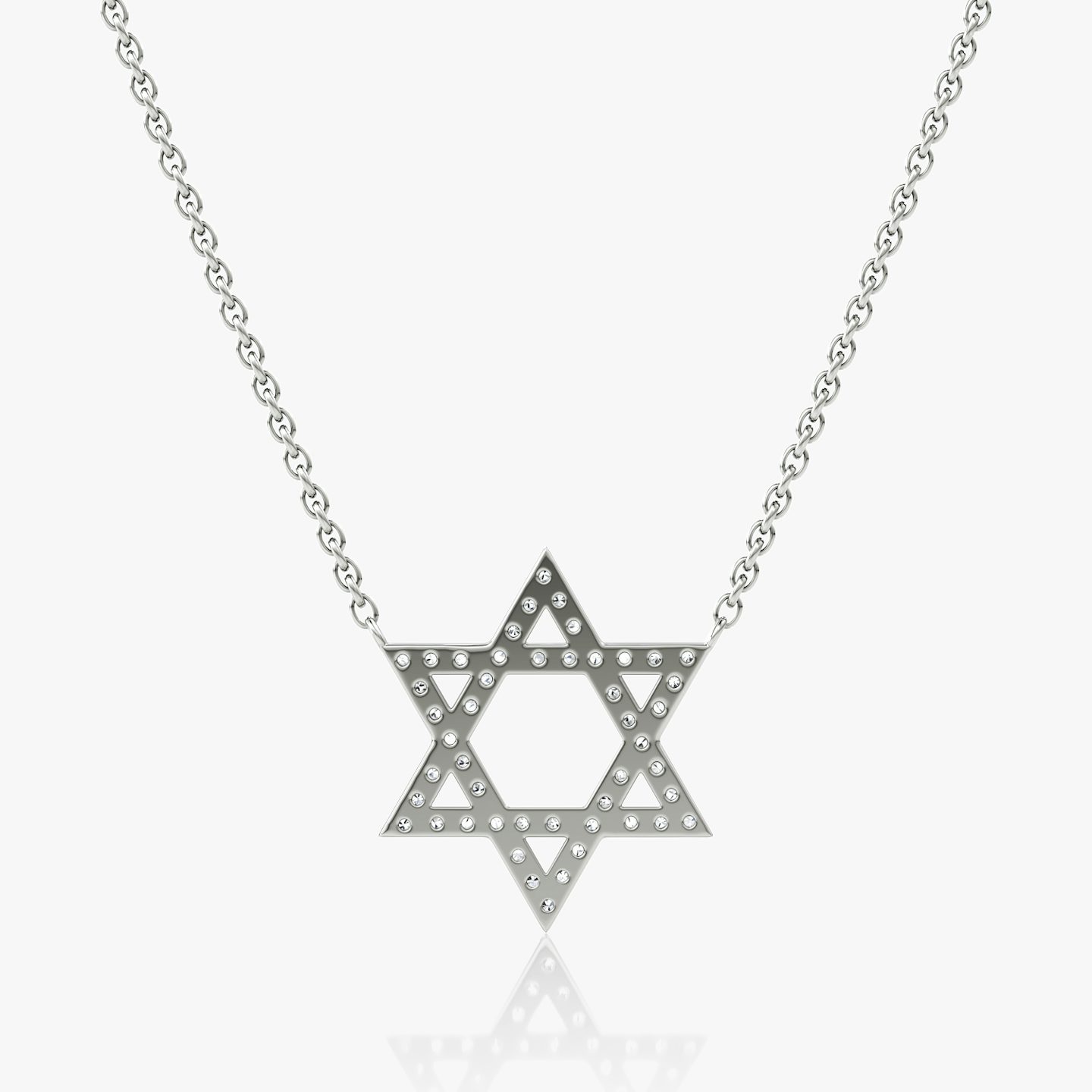 Pavé Star Necklace | Round Brilliant | 14k | White Gold | chainLength: 16-18