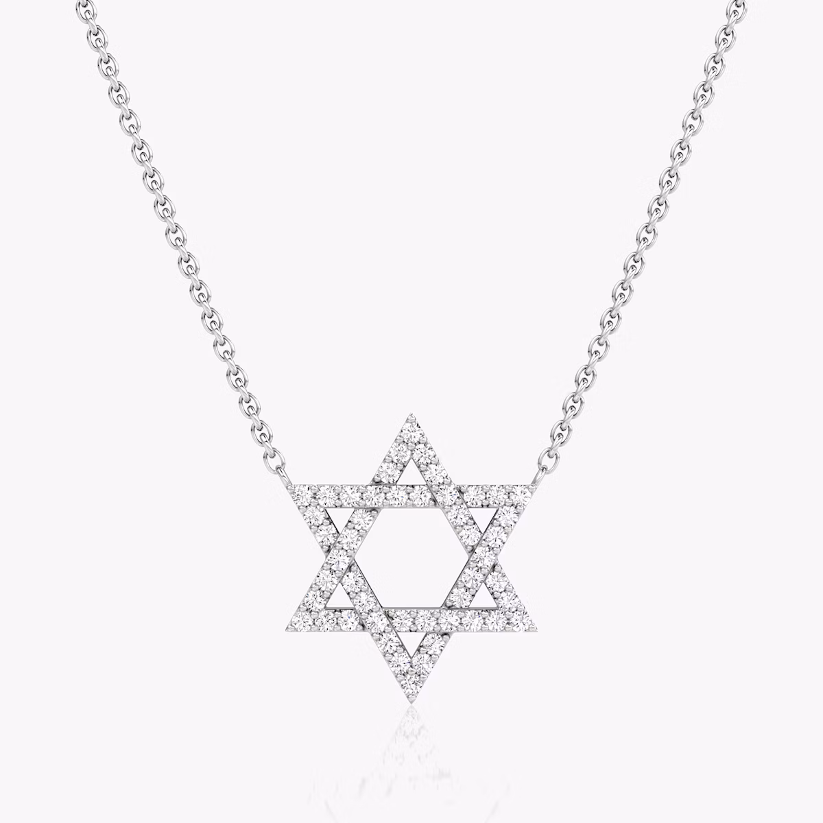 Pavé Star Necklace | Round Brilliant | 14k | White Gold | chainLength: 16-18