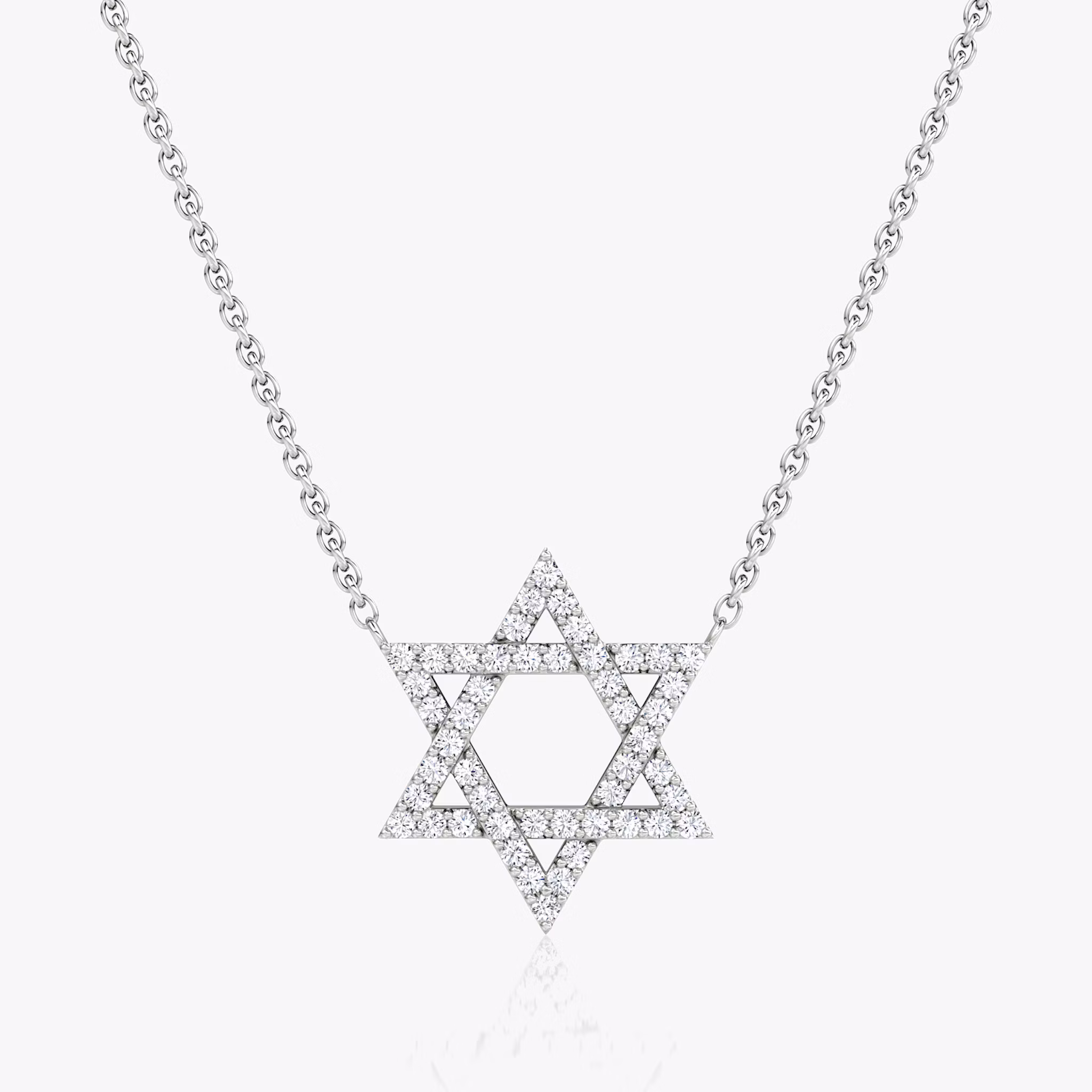 Pavé Star Necklace | Round Brilliant | 14k | White Gold | chainLength: 16-18