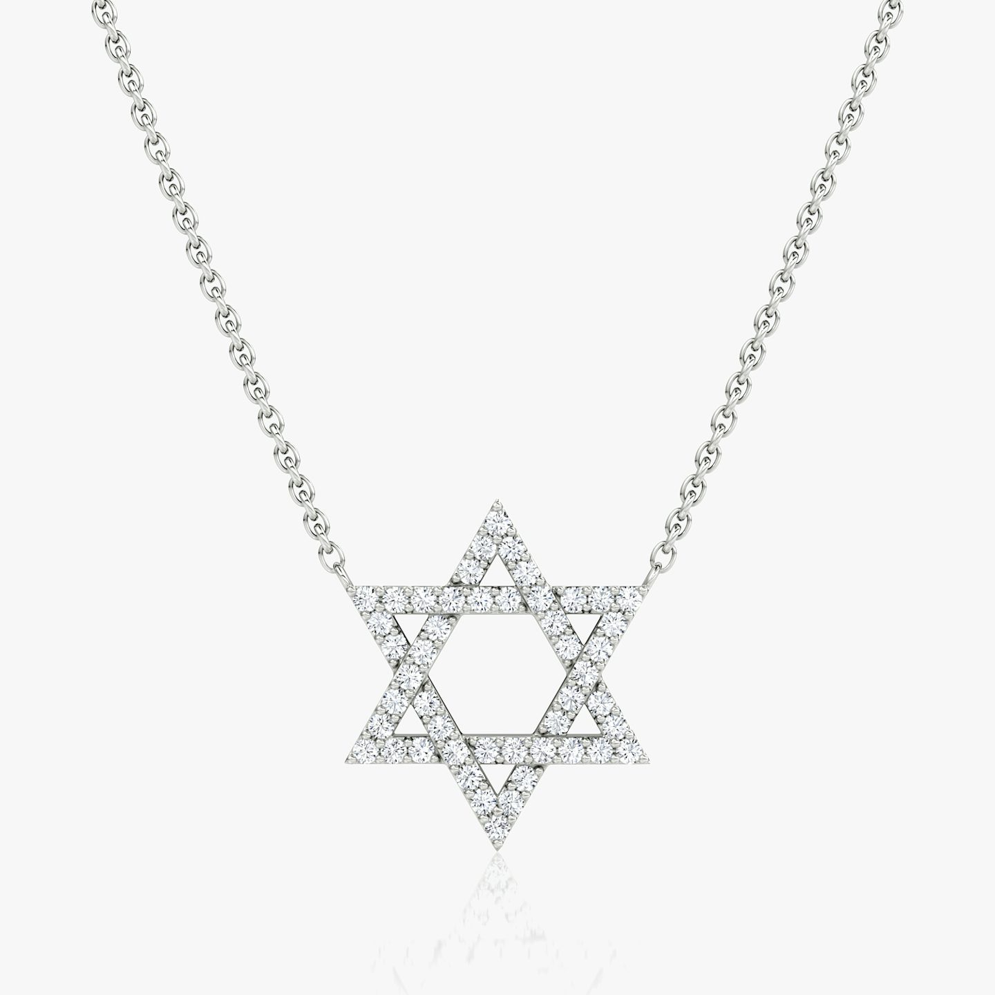 Pavé Star Necklace | Round Brilliant | 14k | White Gold | chainLength: 16-18