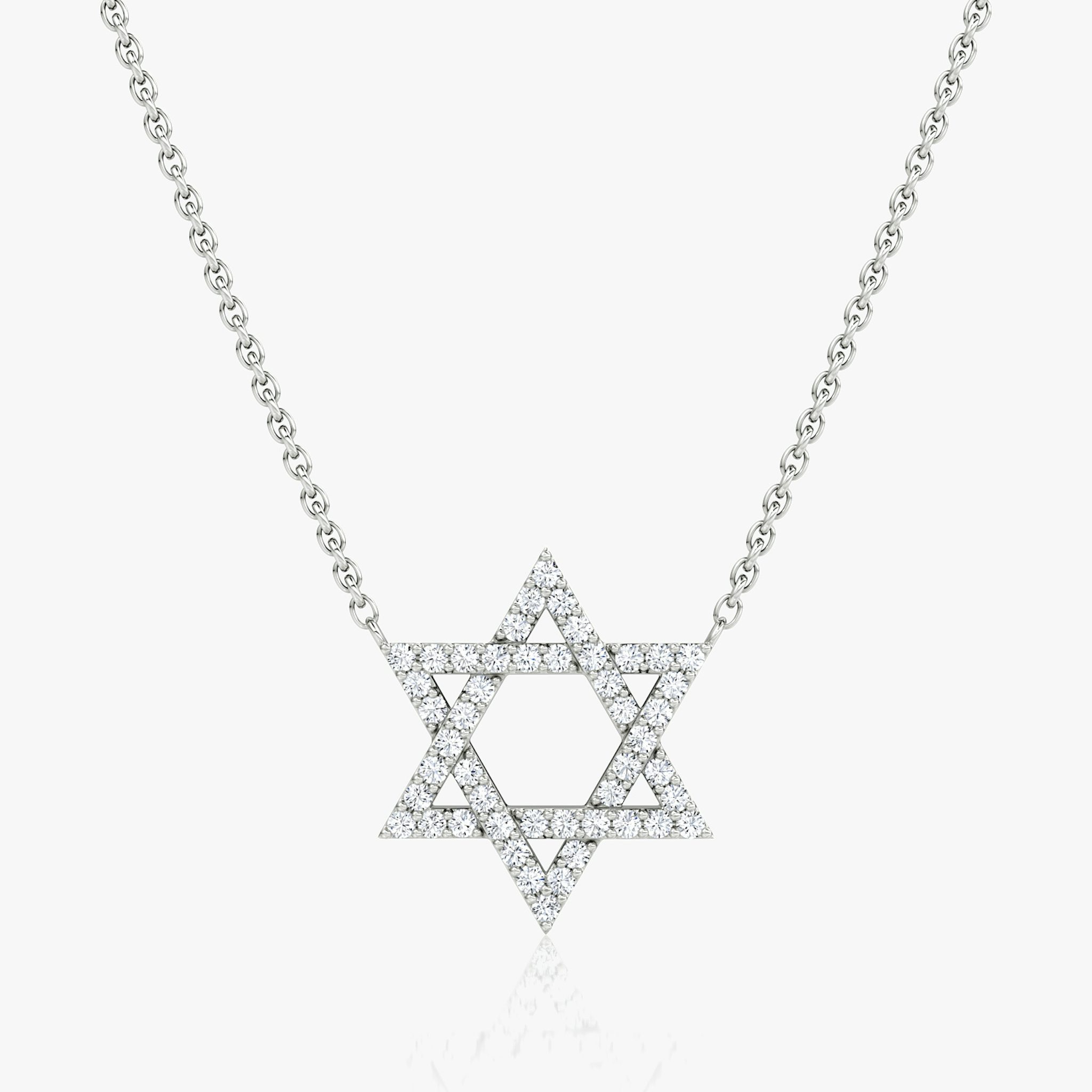 Pavé Star Necklace | Round Brilliant | 14k | White Gold | chainLength: 16-18