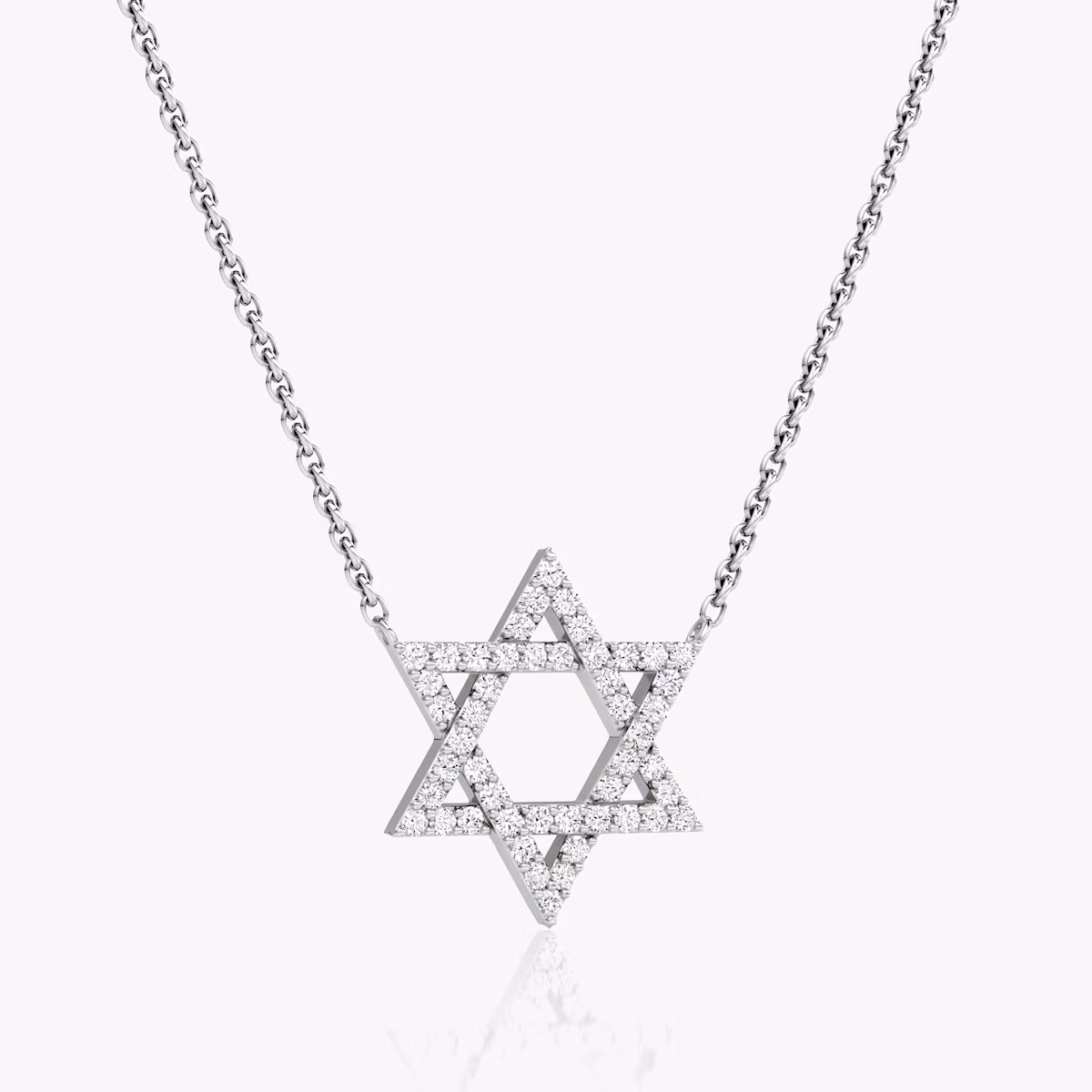 Pavé Star Necklace | Round Brilliant | 14k | White Gold | chainLength: 16-18