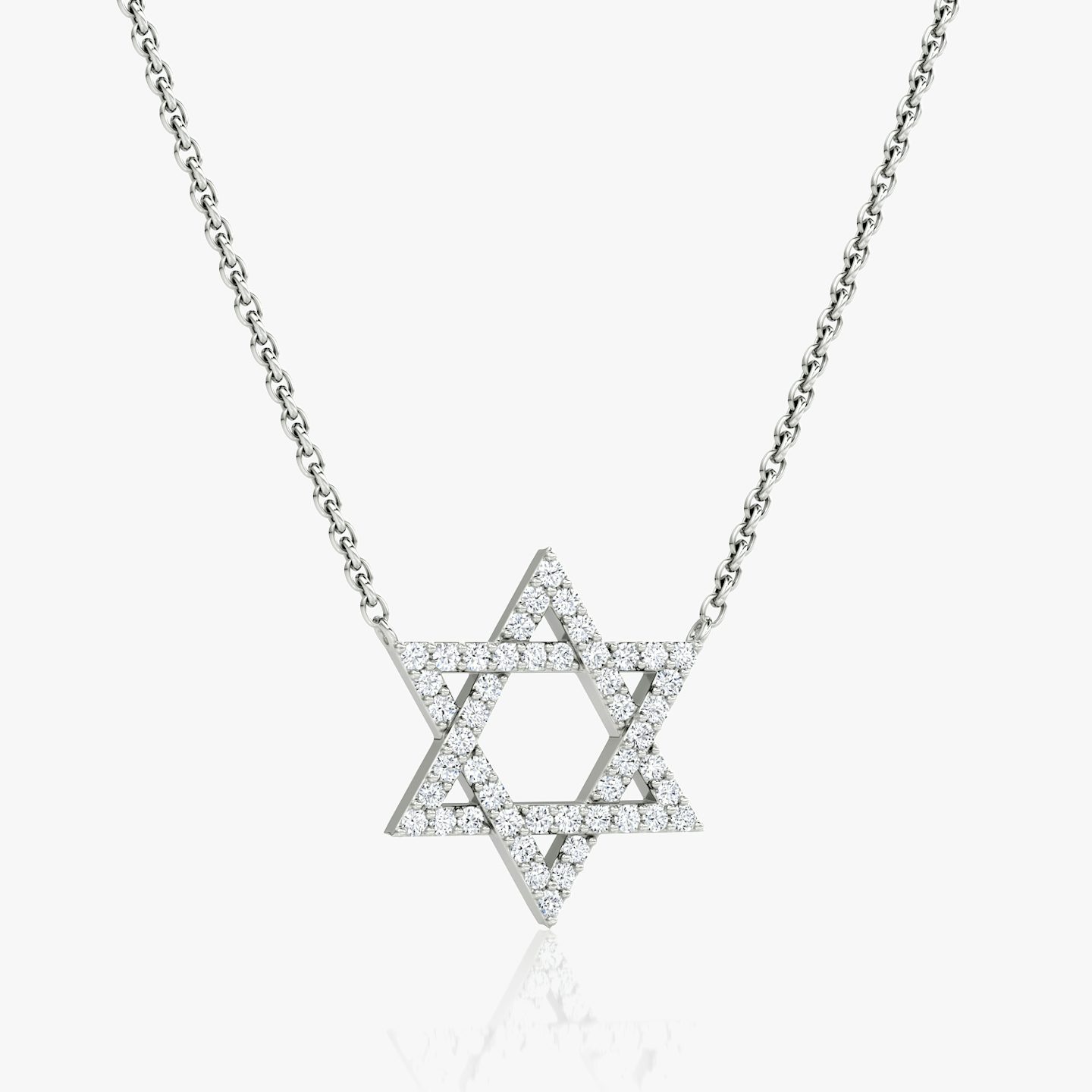 Pavé Star Necklace | Round Brilliant | 14k | White Gold | chainLength: 16-18