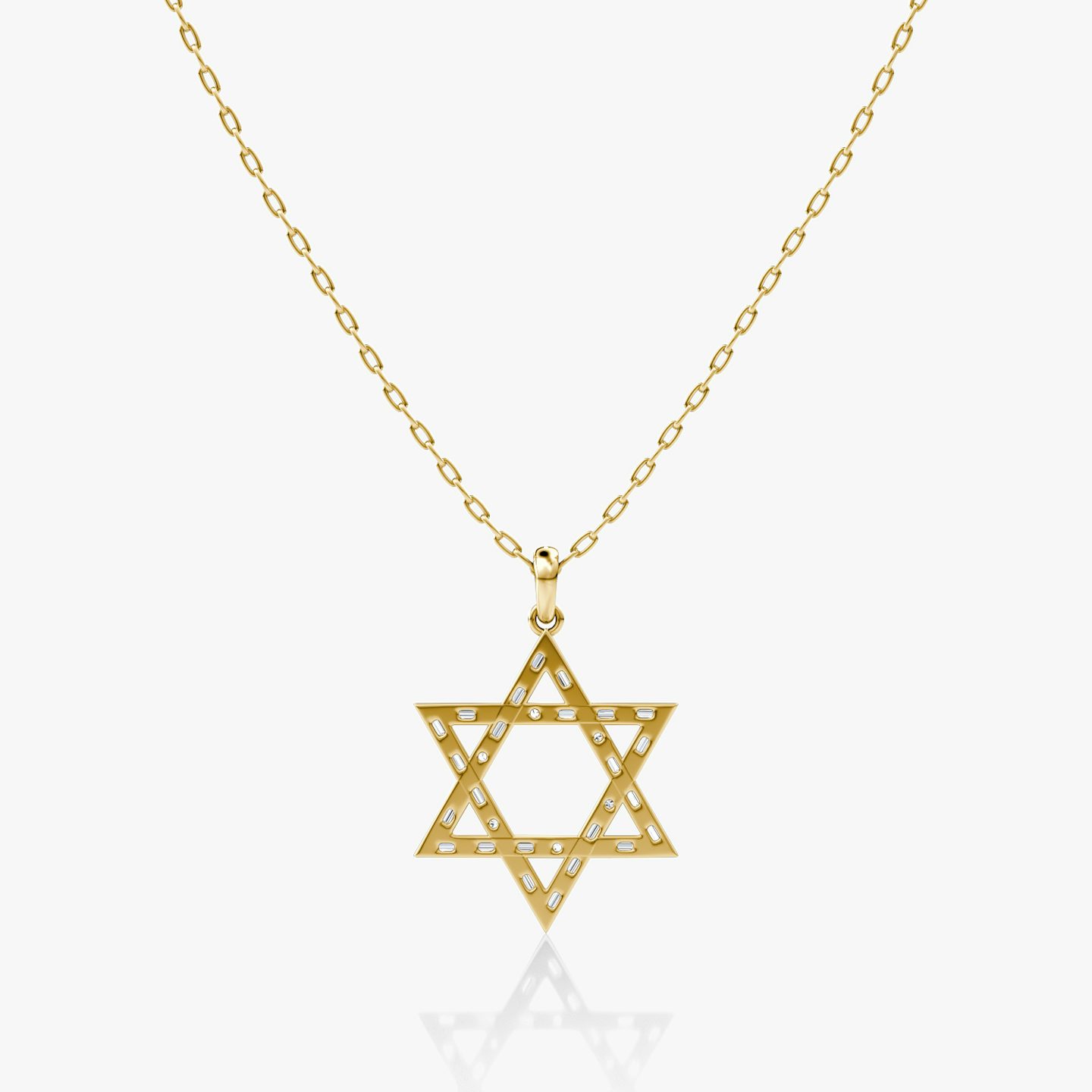Pavé Star Necklace | Baguette | 14k | Yellow Gold | chainLength: 20-22