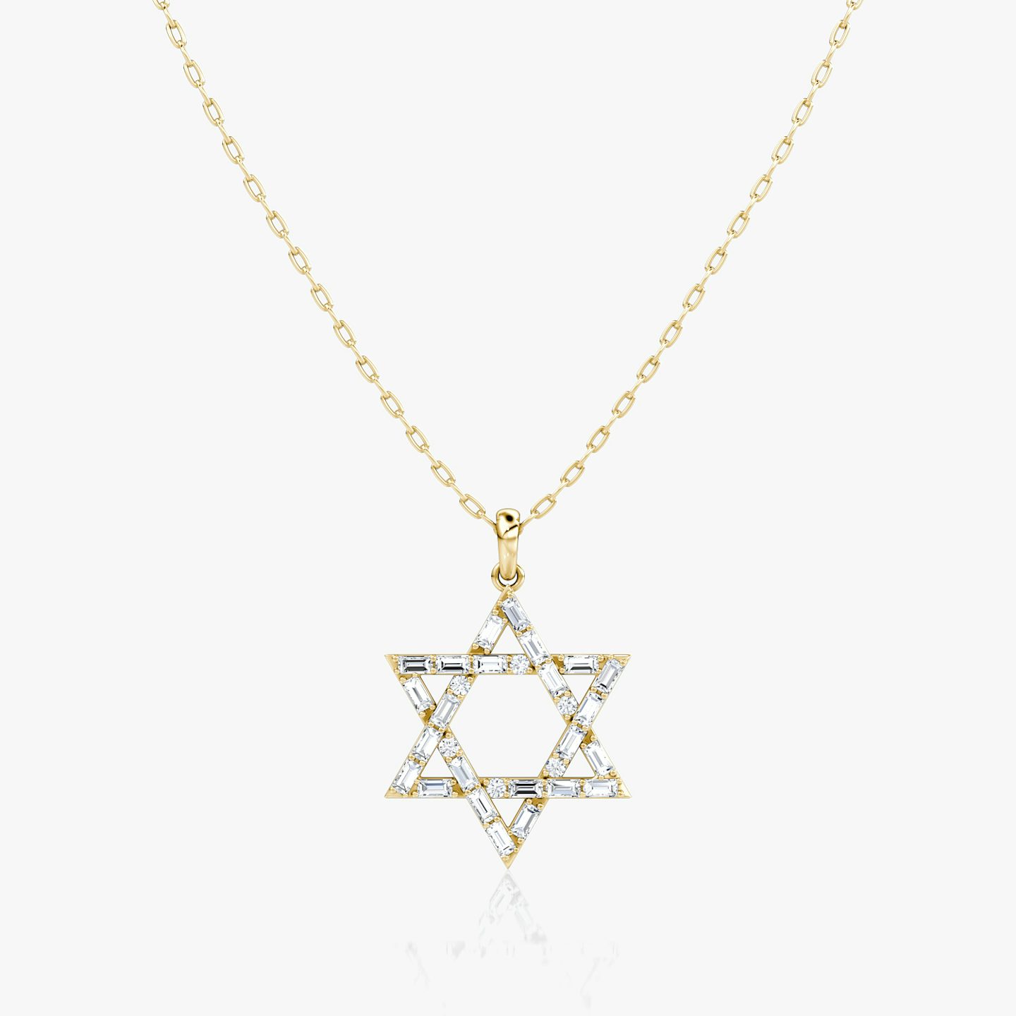 Pavé Star Necklace | Baguette | 14k | Yellow Gold | chainLength: 20-22