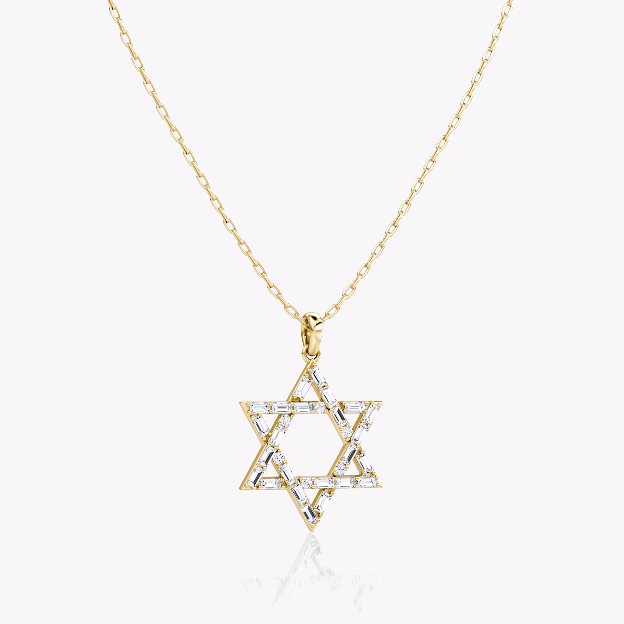Pavé Star Necklace | Baguette | 14k | Yellow Gold | chainLength: 20-22