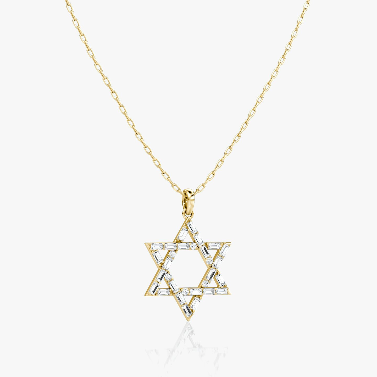 Pavé Star Necklace | Baguette | 14k | Yellow Gold | chainLength: 20-22