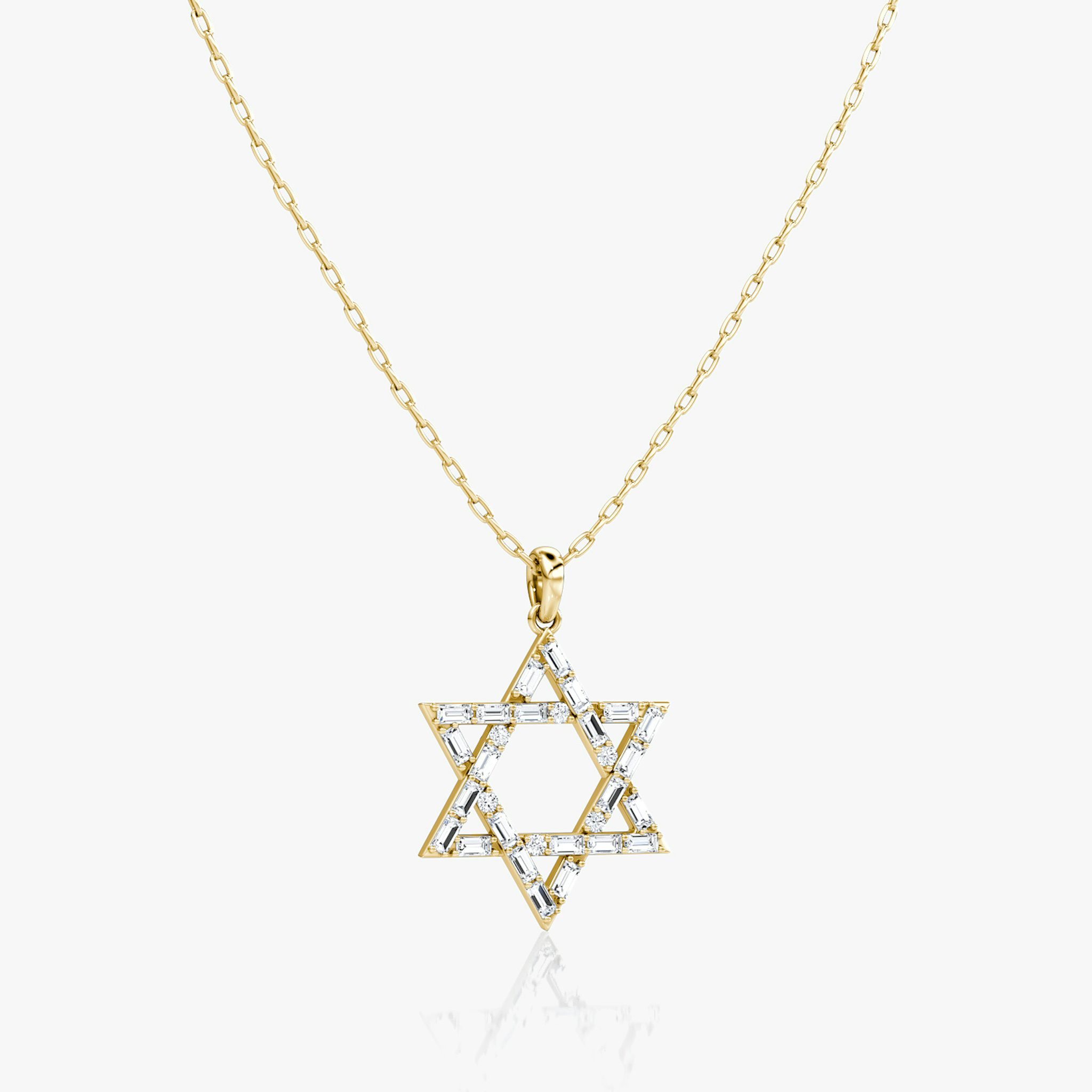 Pavé Star Necklace | Baguette | 14k | Yellow Gold | chainLength: 20-22