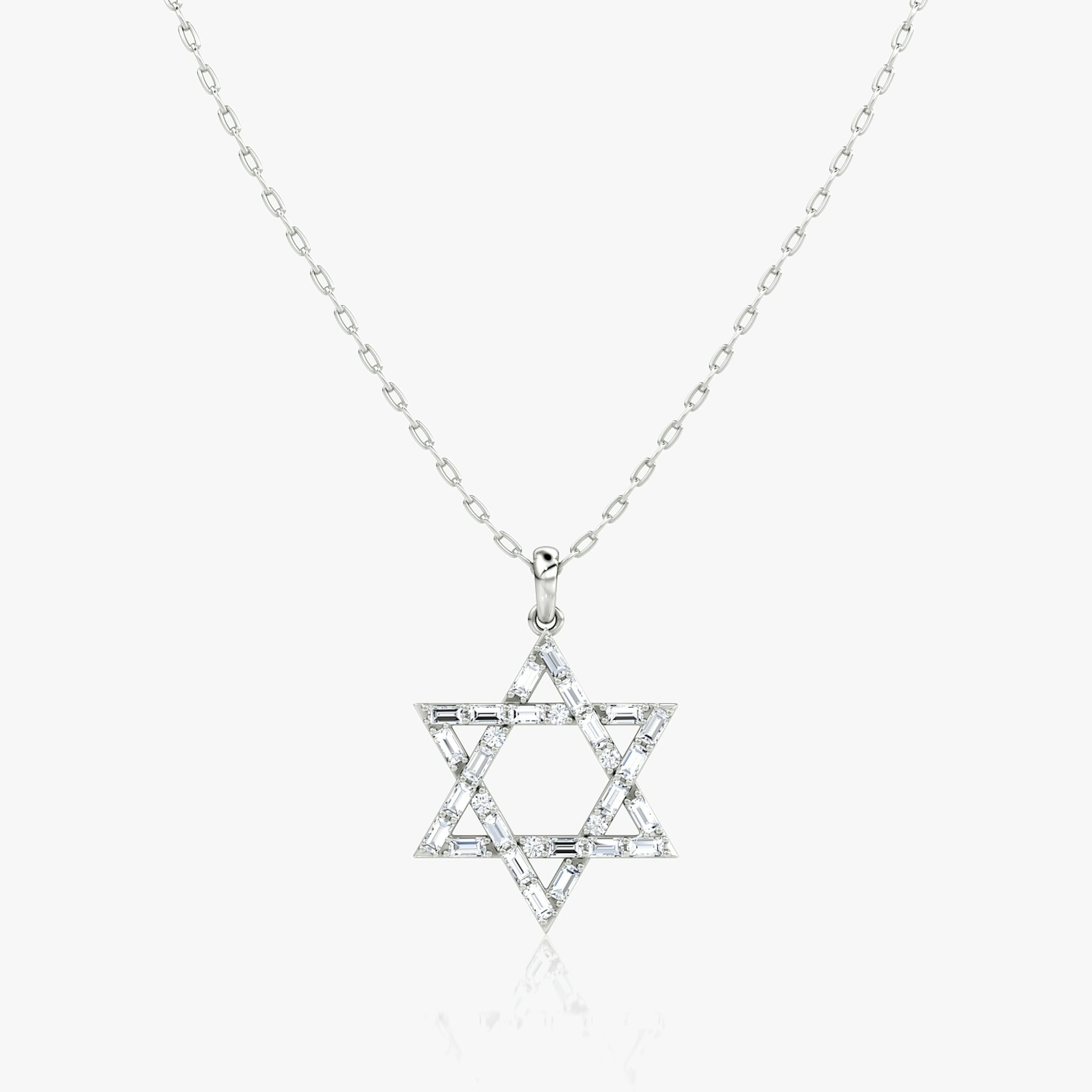 Pavé Star Halskette | Baguette | 14k | Weißgold | chainLength: 20-22