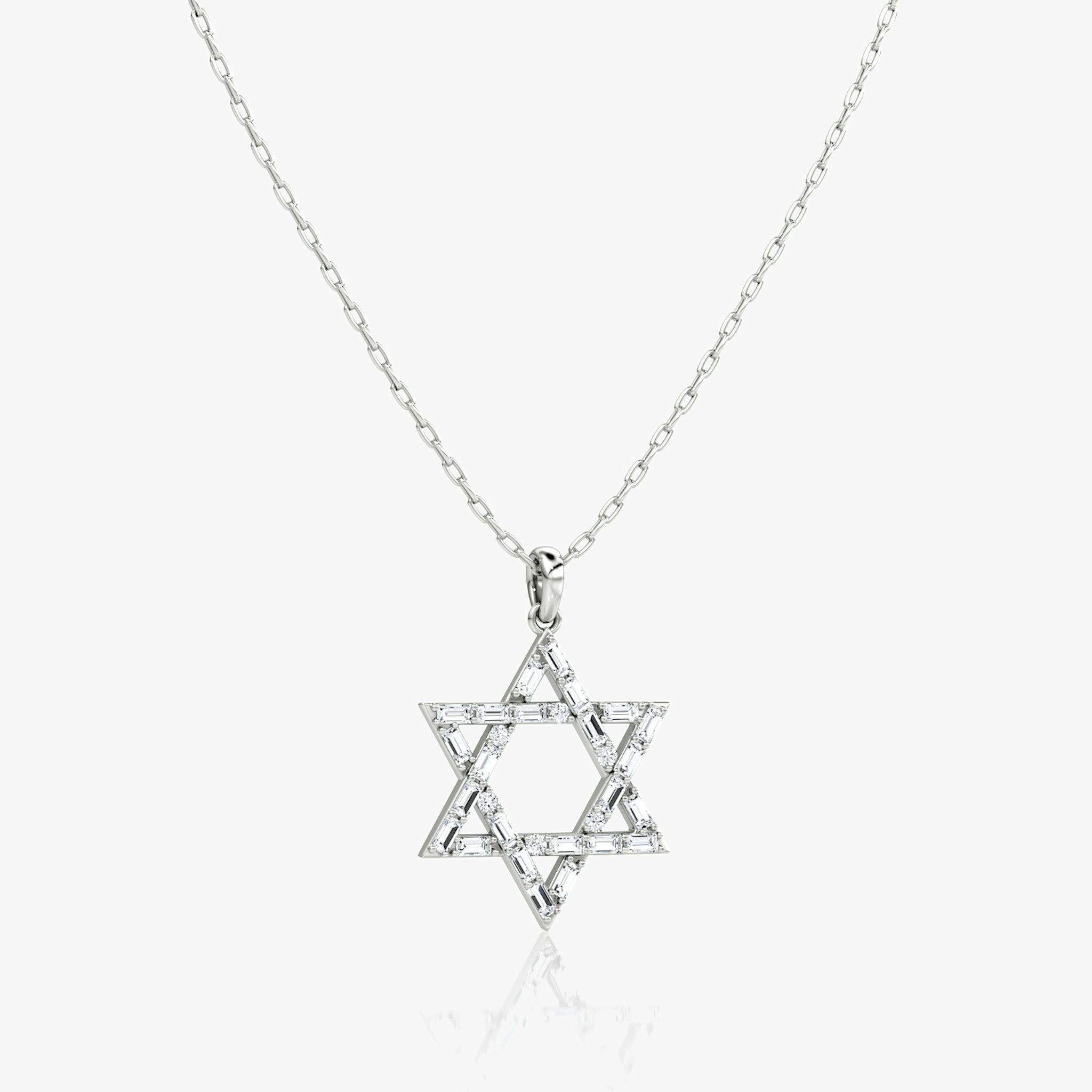 Pavé Star Halskette | Baguette | 14k | Weißgold | chainLength: 20-22