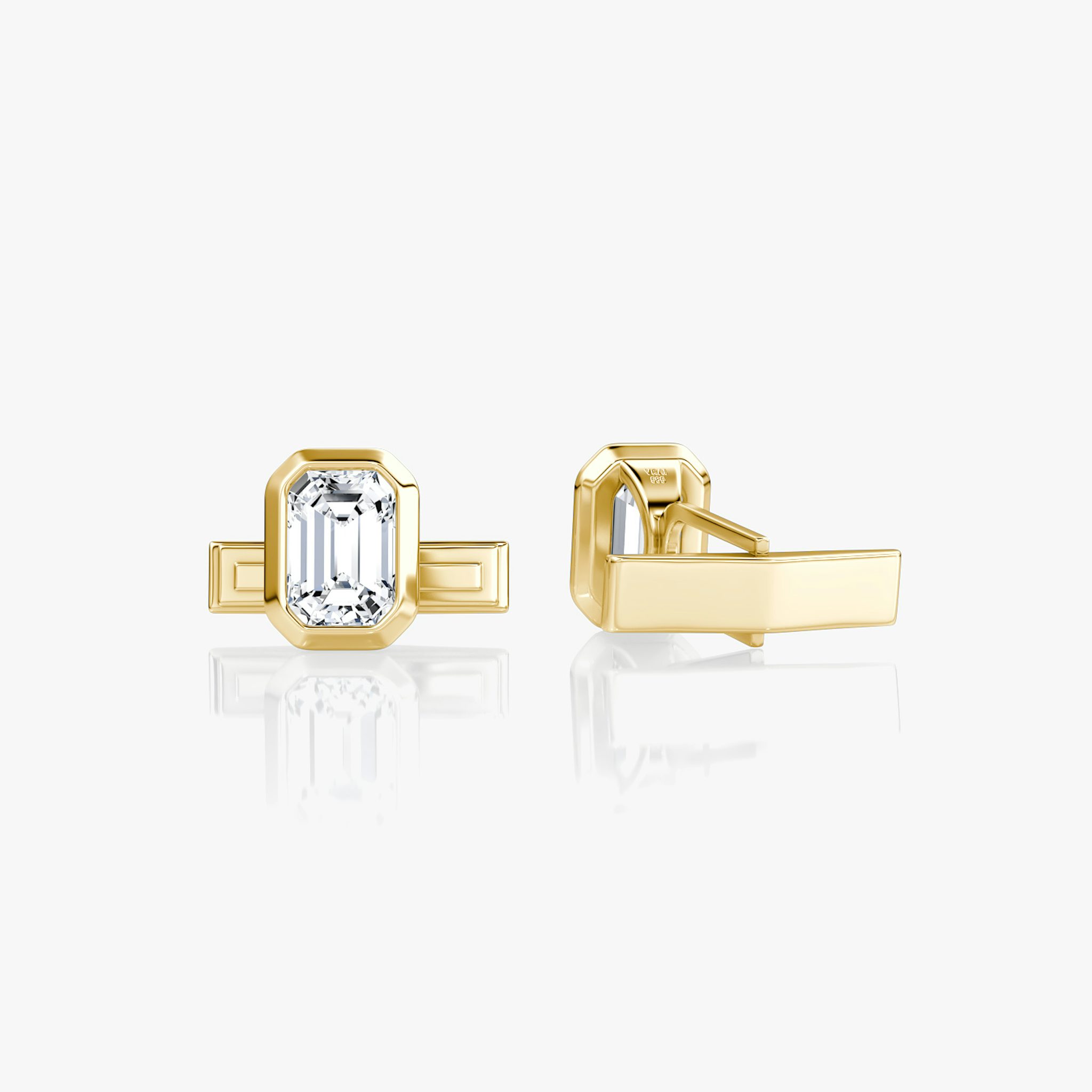 Bezel Cufflinks | Emerald | 14k | Yellow Gold