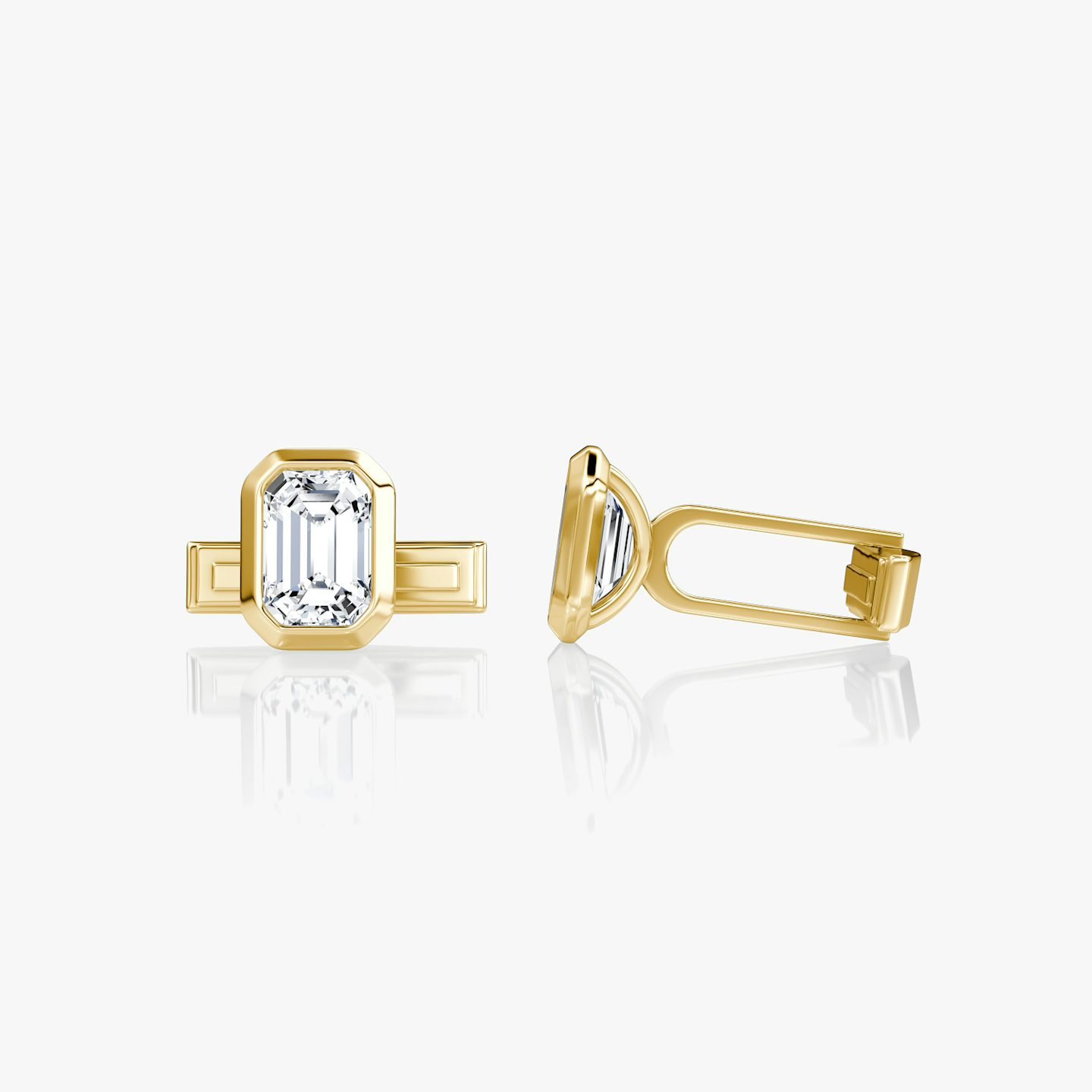 Bezel Cufflinks | Emerald | 14k | Yellow Gold