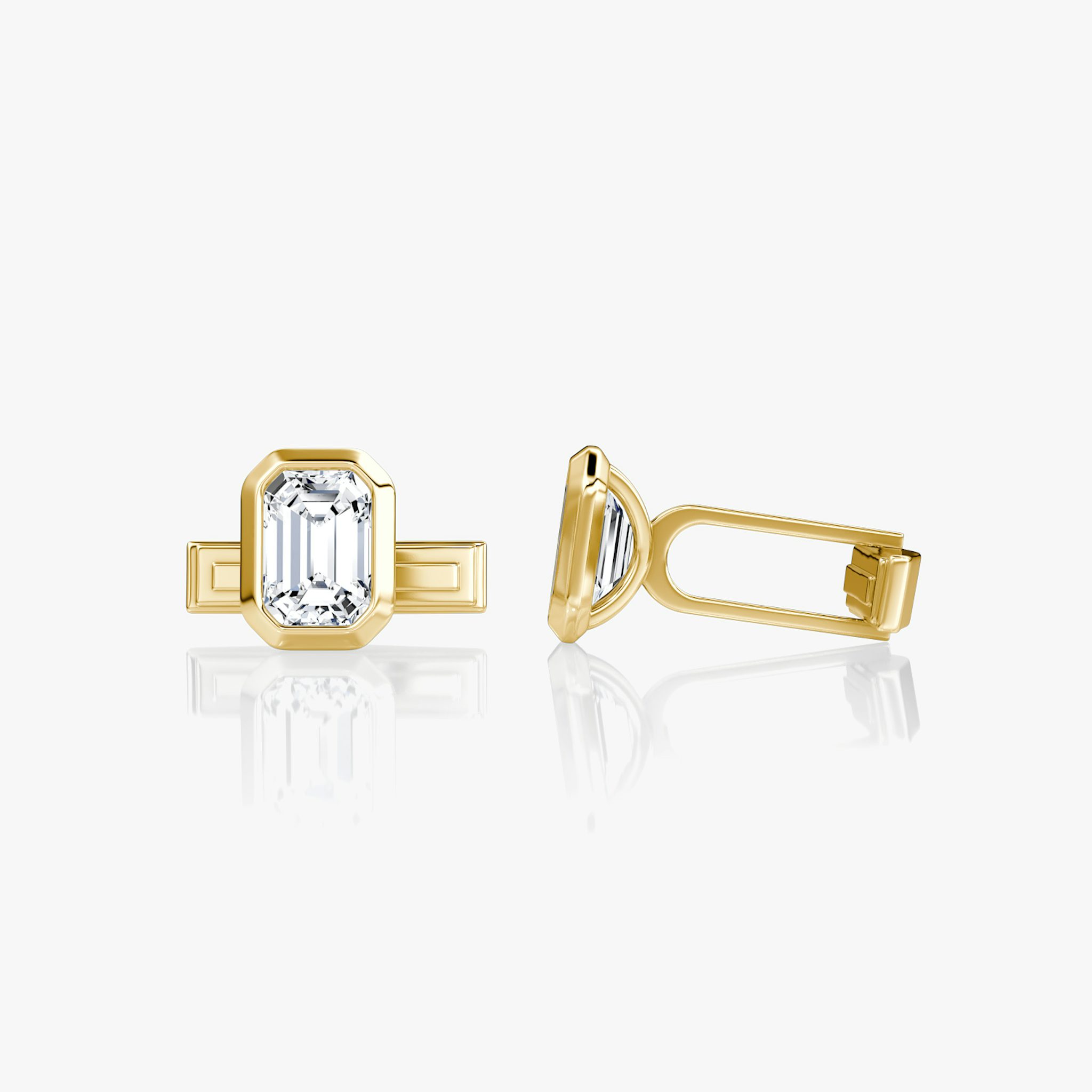 Bezel Cufflinks | Emerald | 14k | Yellow Gold