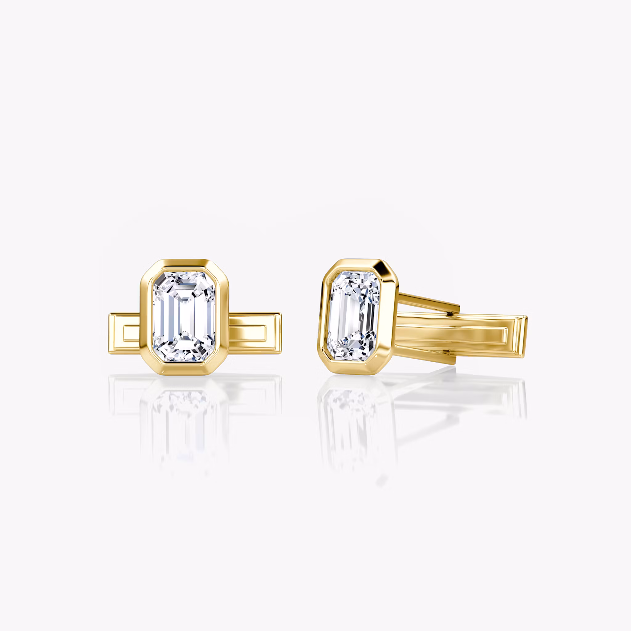 Bezel Cufflinks Emerald | Yellow Gold