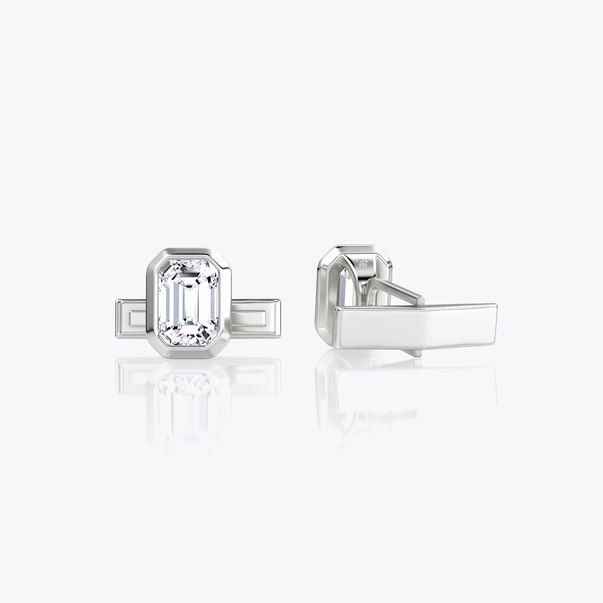 Bezel Cufflinks | Emerald | 14k | White Gold
