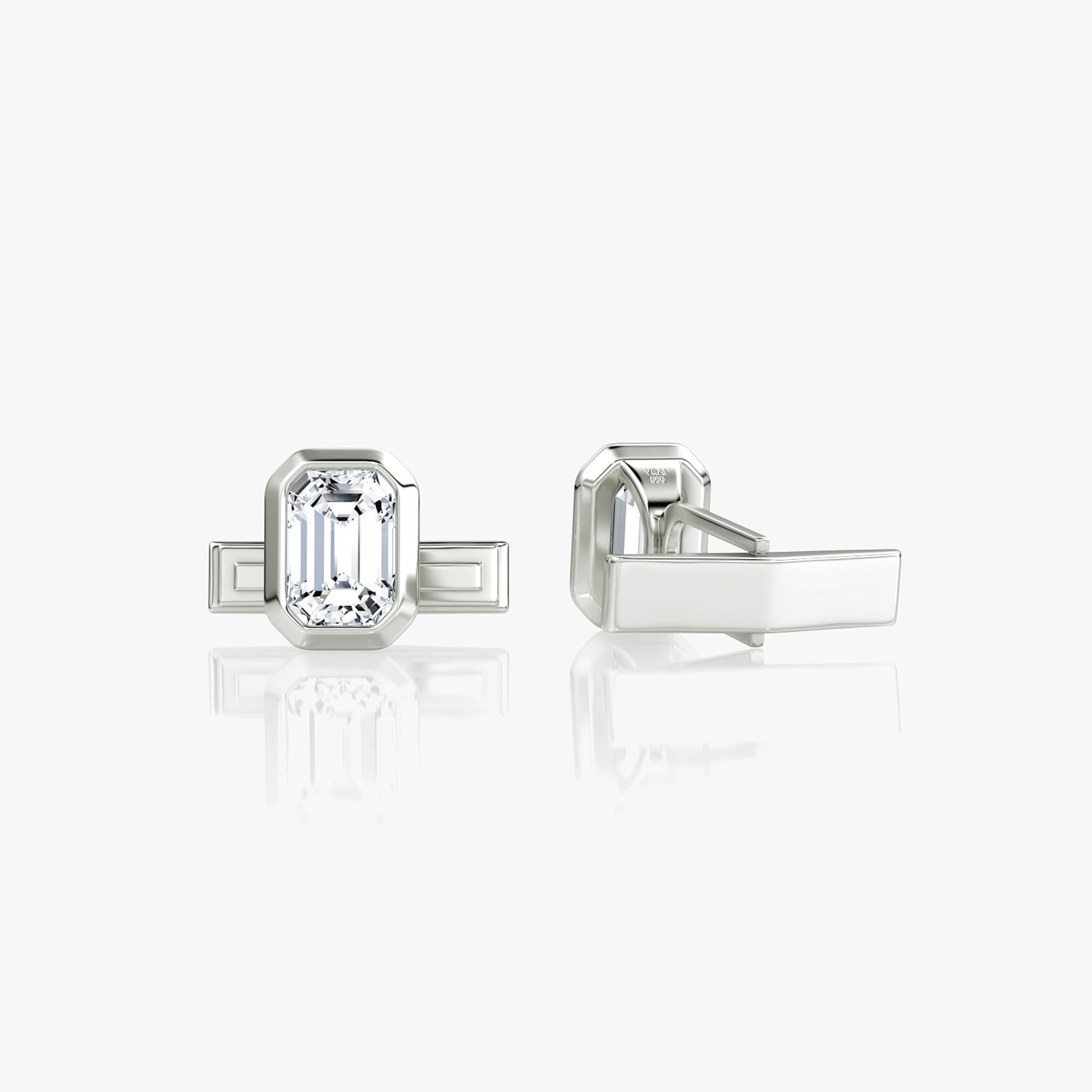 Bezel Cufflinks | Emerald | 14k | White Gold