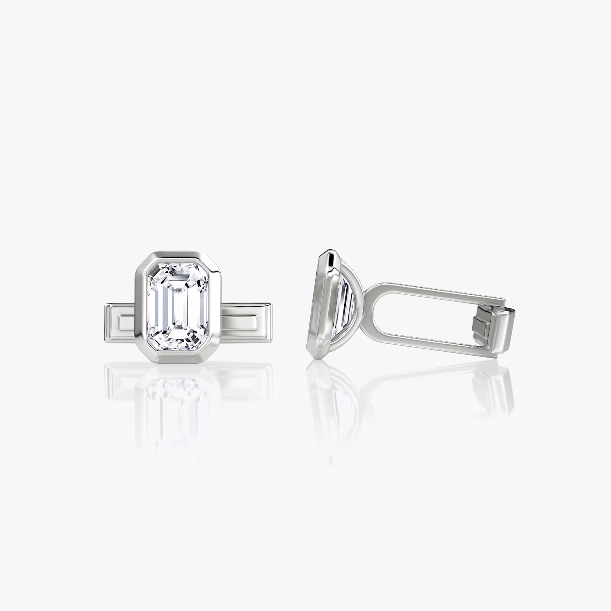 Bezel Cufflinks | Emerald | 14k | White Gold