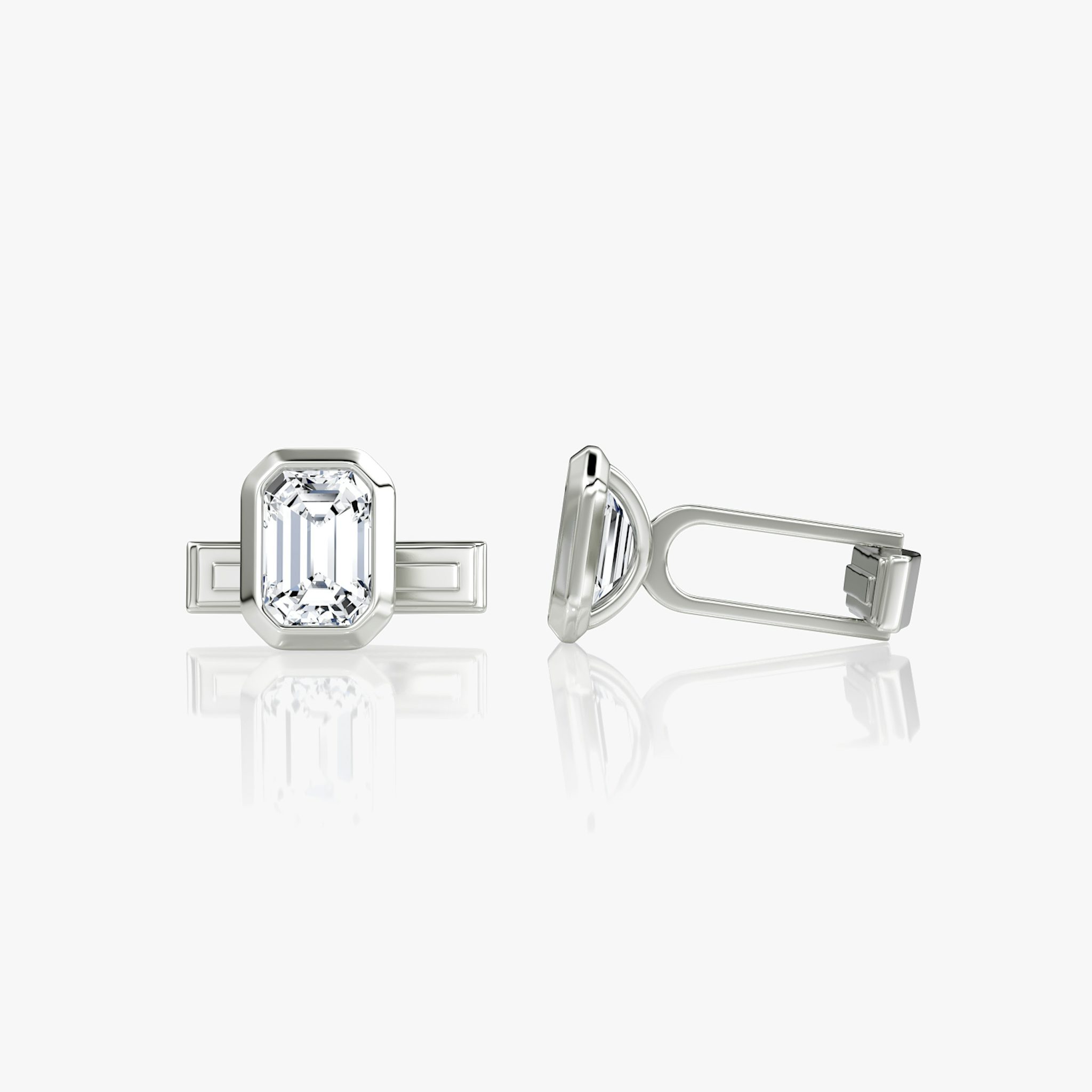 Bezel Cufflinks | Emerald | 14k | White Gold