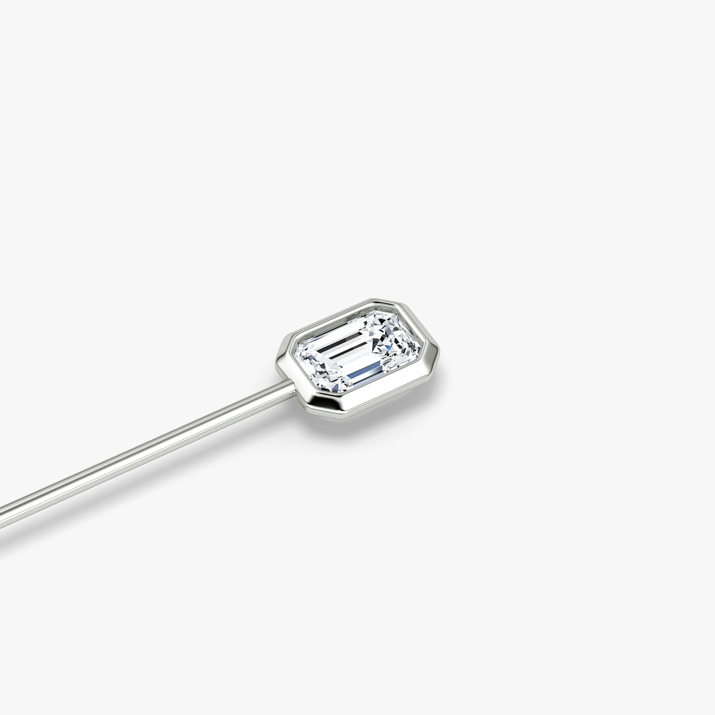 Bezel Lapel Pin | Emerald | 14k | White Gold