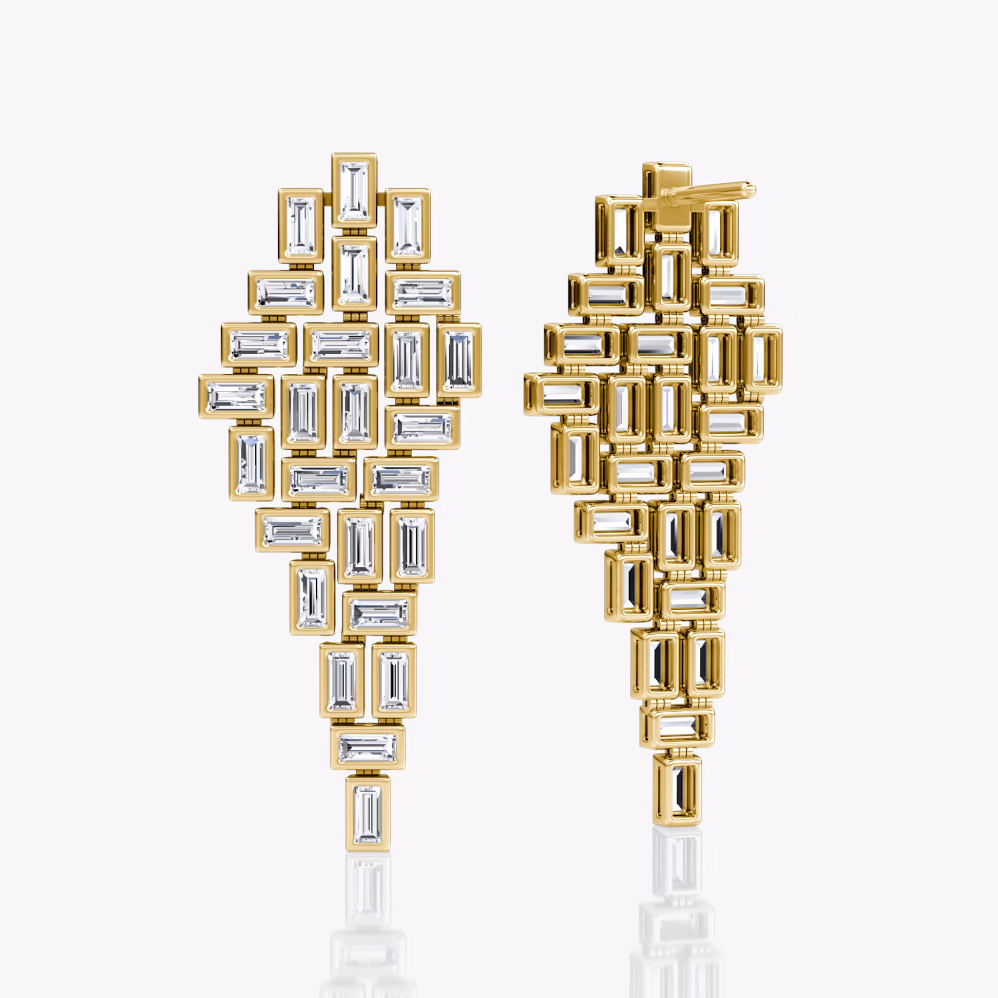 Baguette Cascade Earrings | Baguette | 14k | Yellow Gold