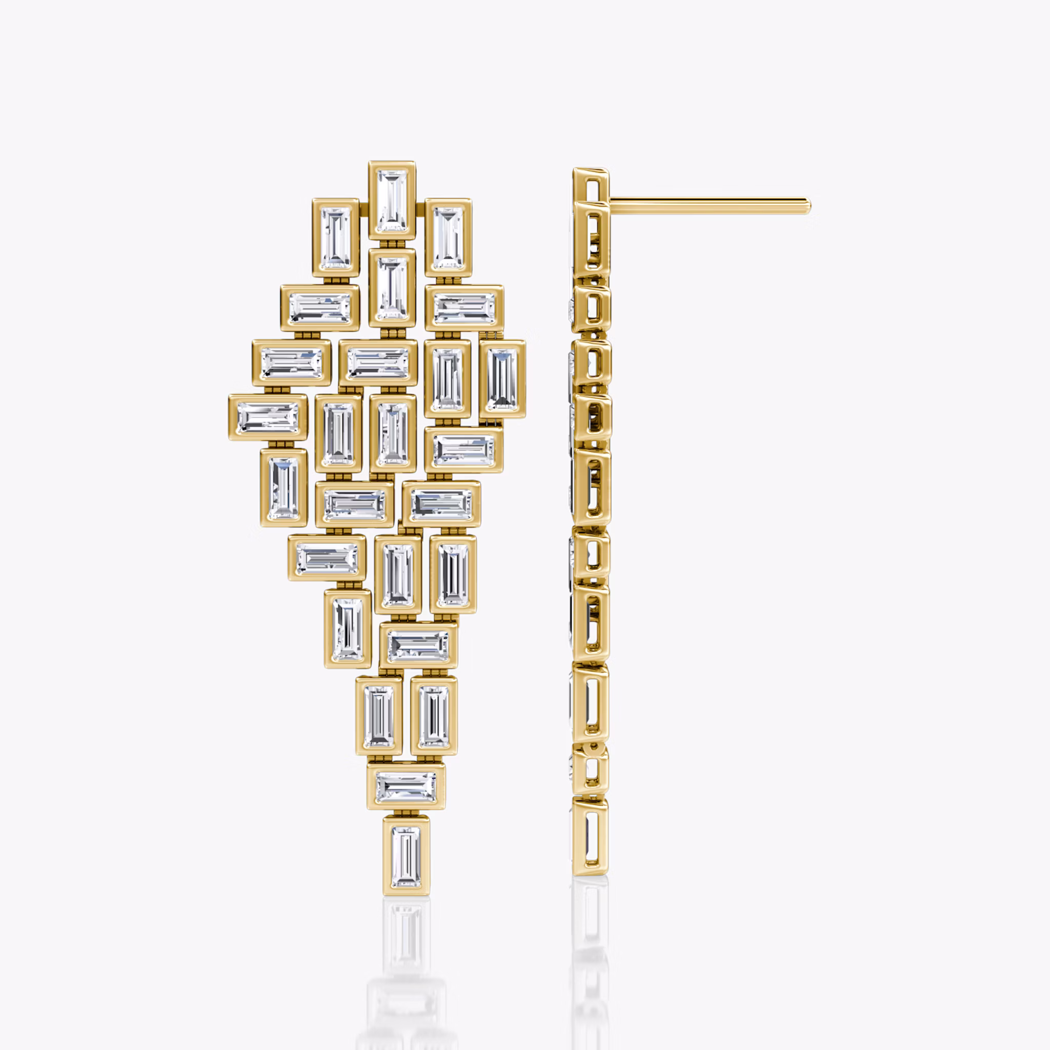 Baguette Cascade Earrings | Baguette | 14k | Yellow Gold