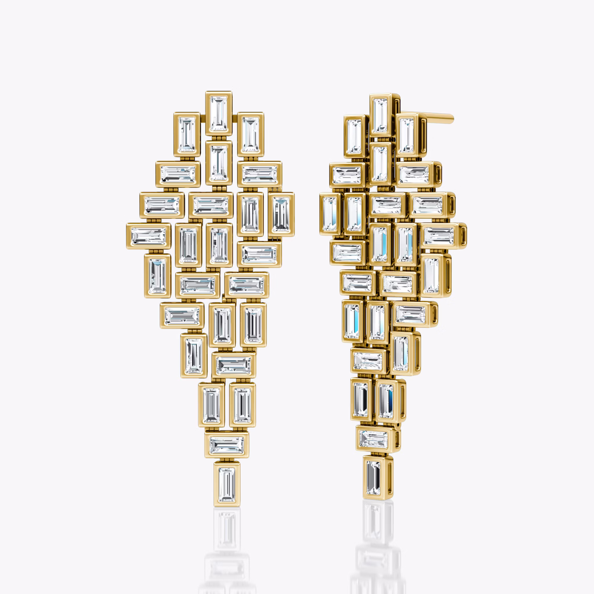 Baguette Cascade Earrings | Baguette | 14k | Yellow Gold