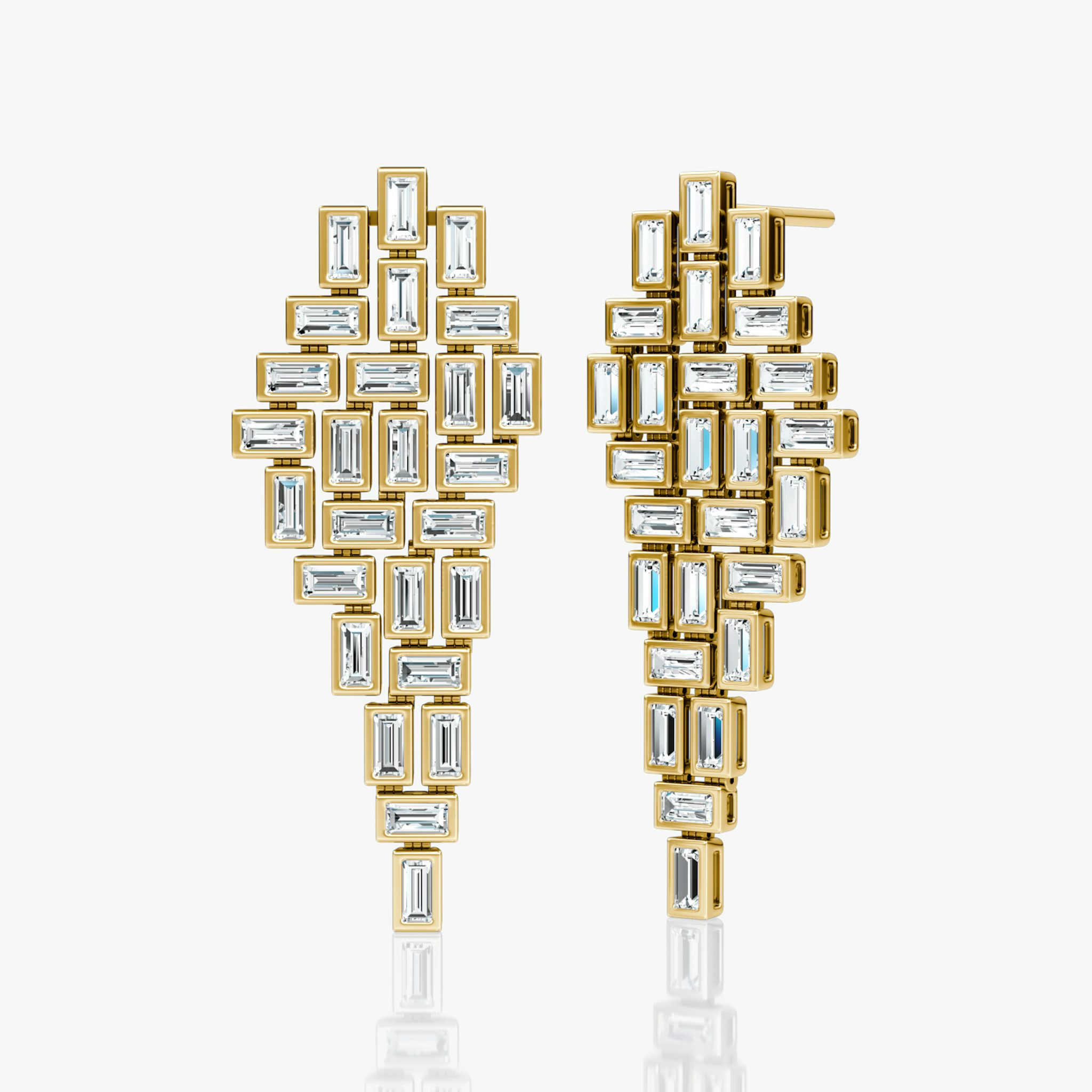 Baguette Cascade Earrings | Baguette | 14k | Yellow Gold