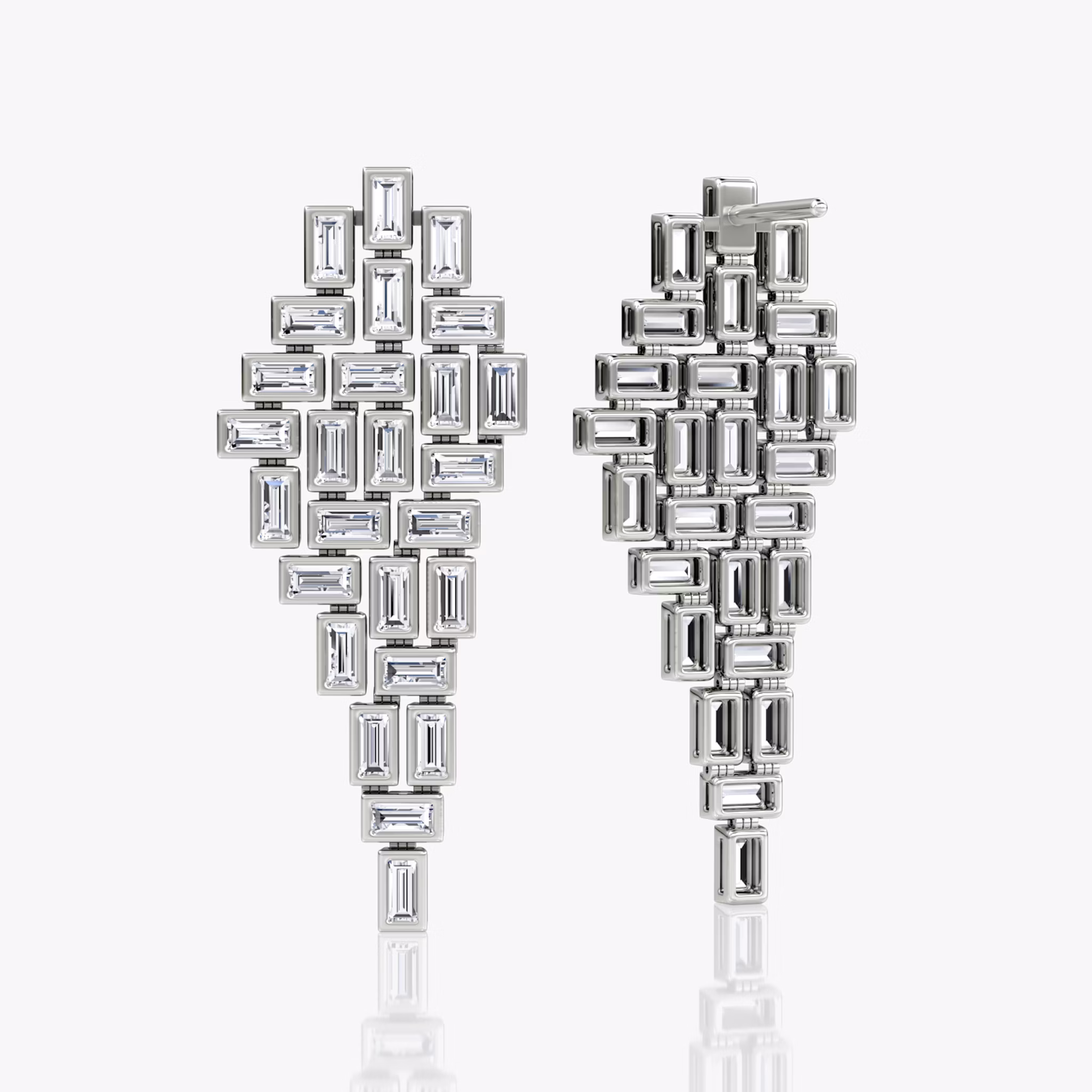Baguette Cascade Earrings | Baguette | 14k | White Gold