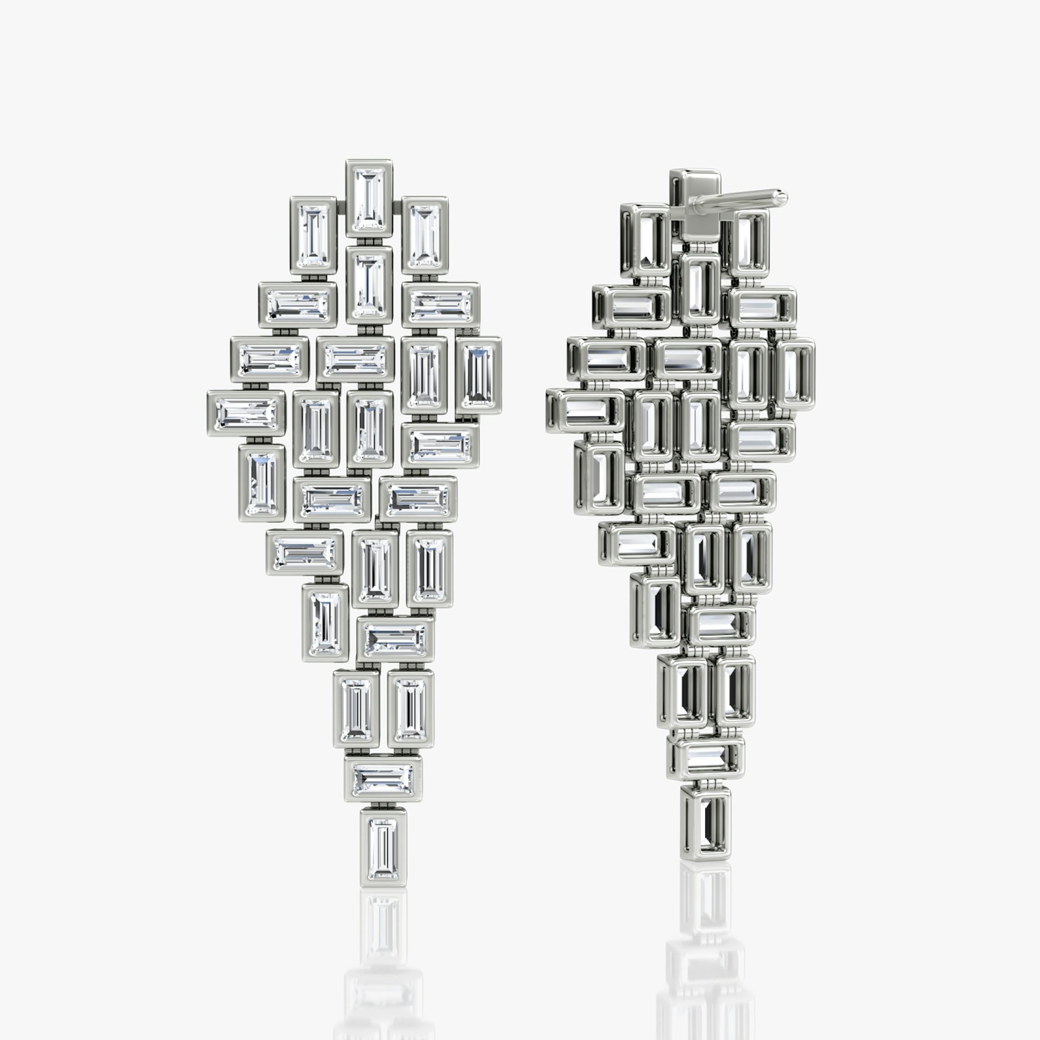 Baguette Cascade Earrings | Baguette | 14k | White Gold