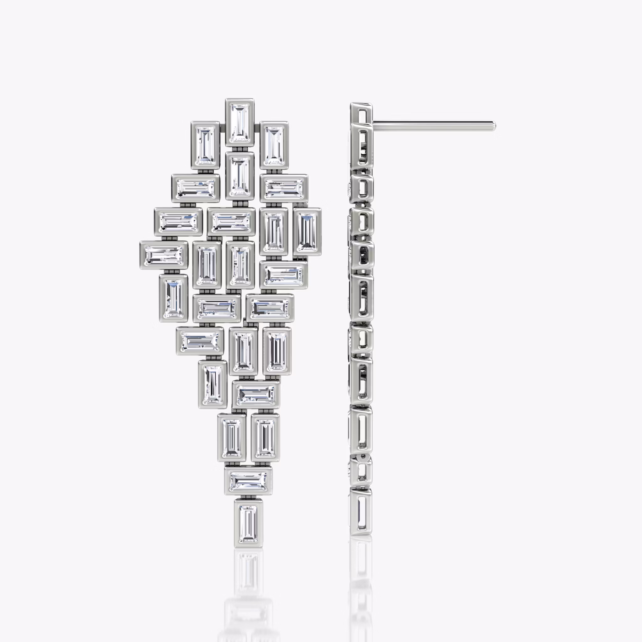Baguette Cascade Earrings | Baguette | 14k | White Gold