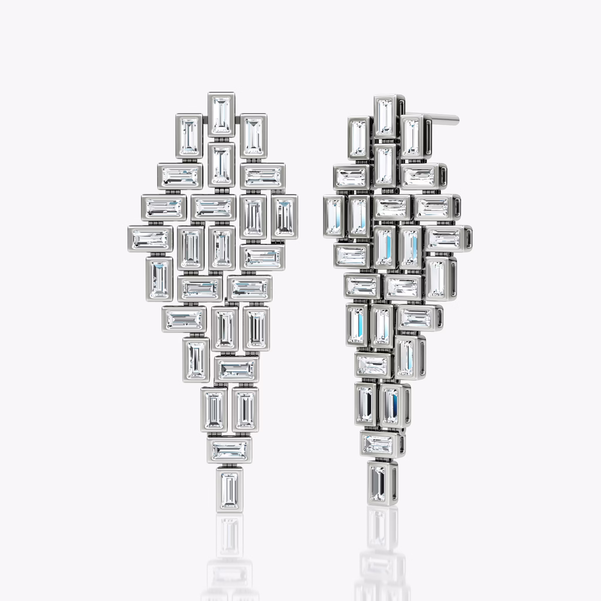 Baguette Cascade Earrings | Baguette | 14k | White Gold
