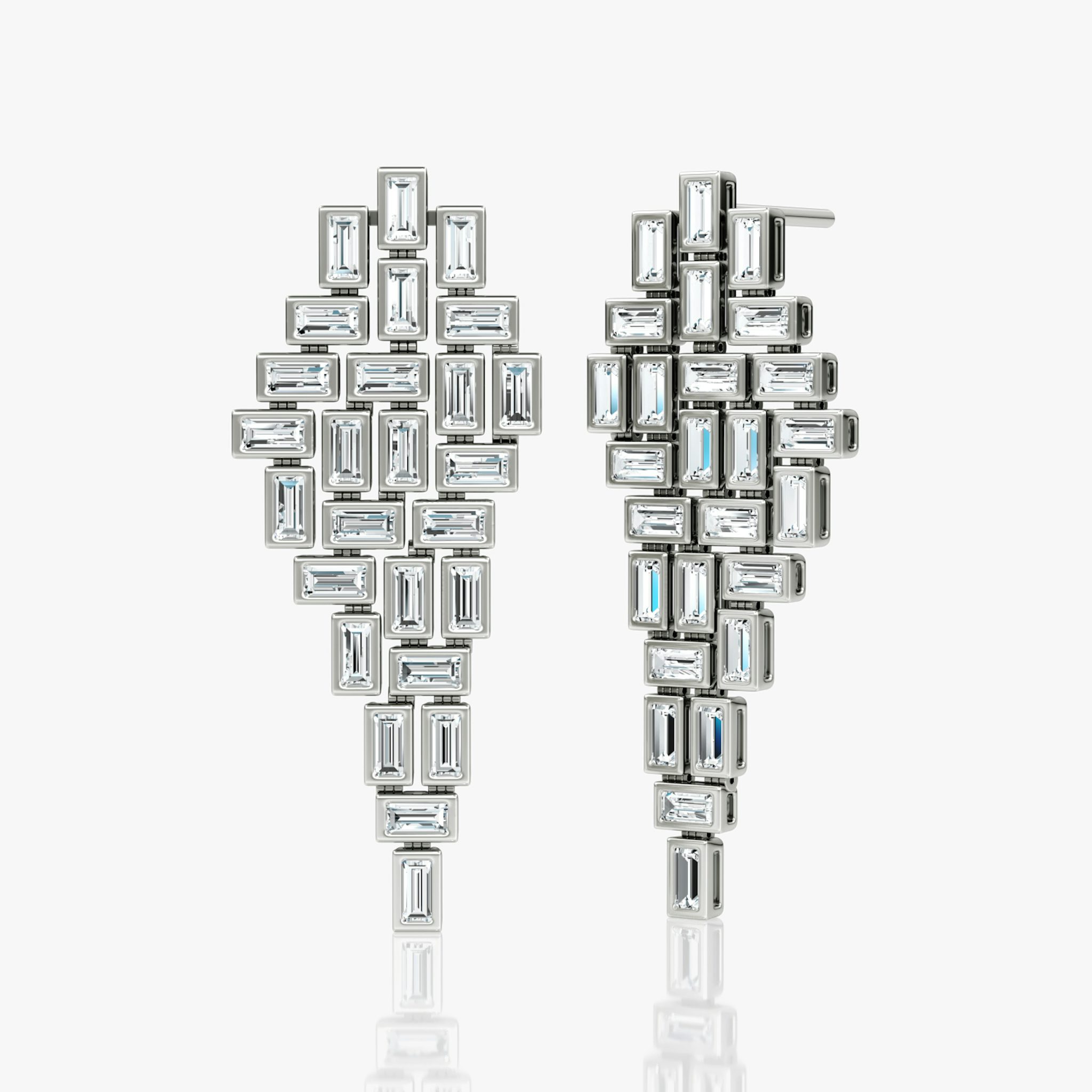 Baguette Cascade Earrings | Baguette | 14k | White Gold