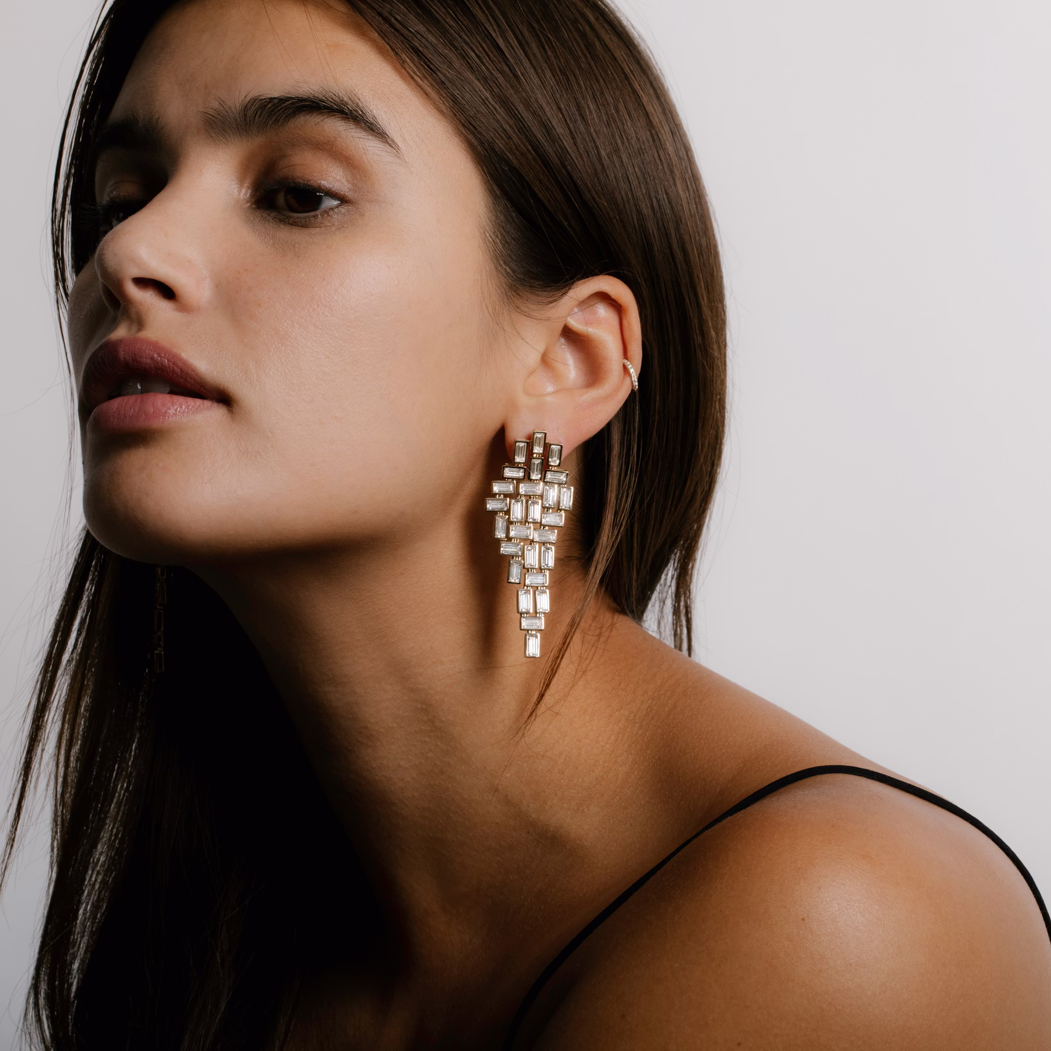 Baguette Cascade Earrings | Baguette | 14k | White Gold