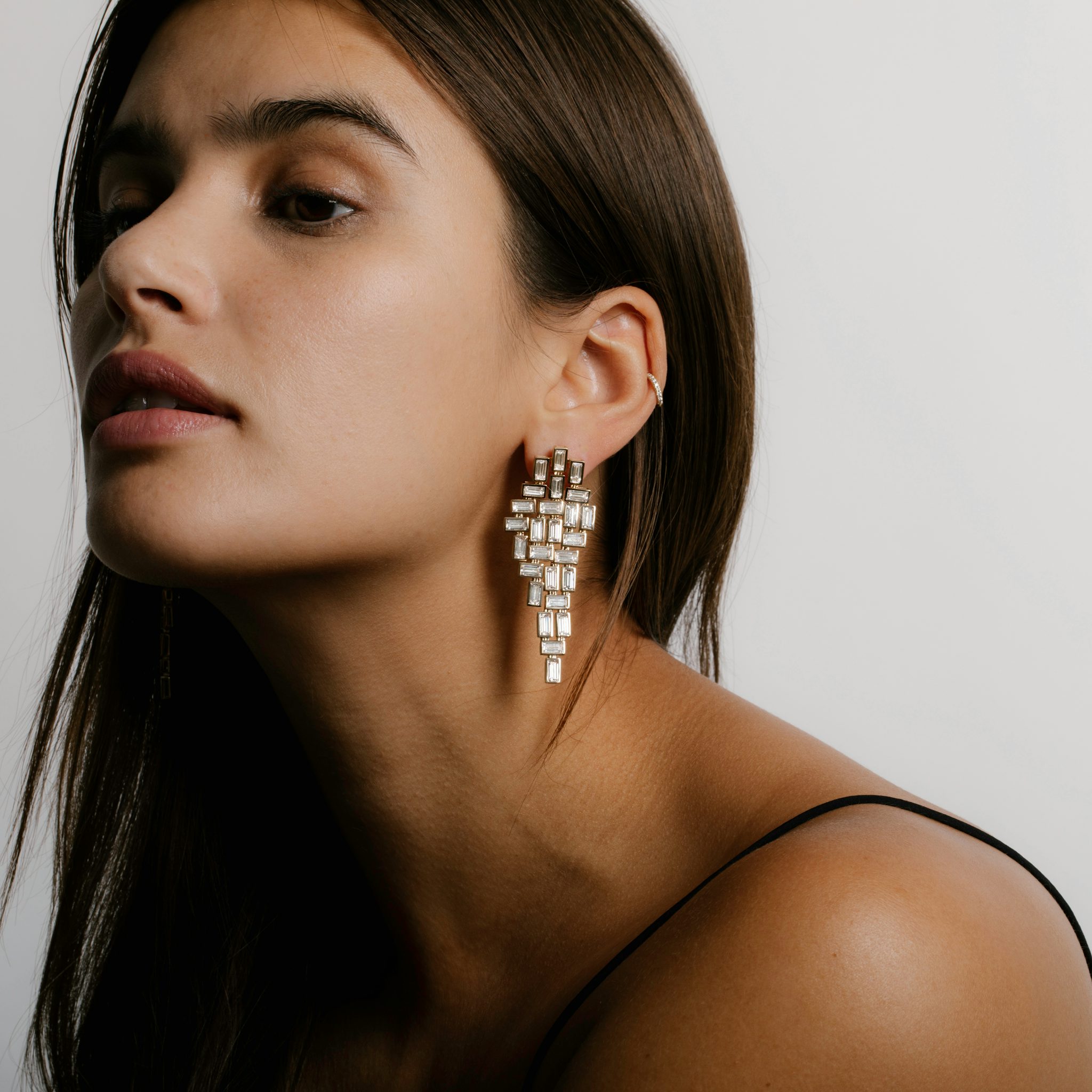 Baguette Cascade Earrings | Baguette | 14k | White Gold