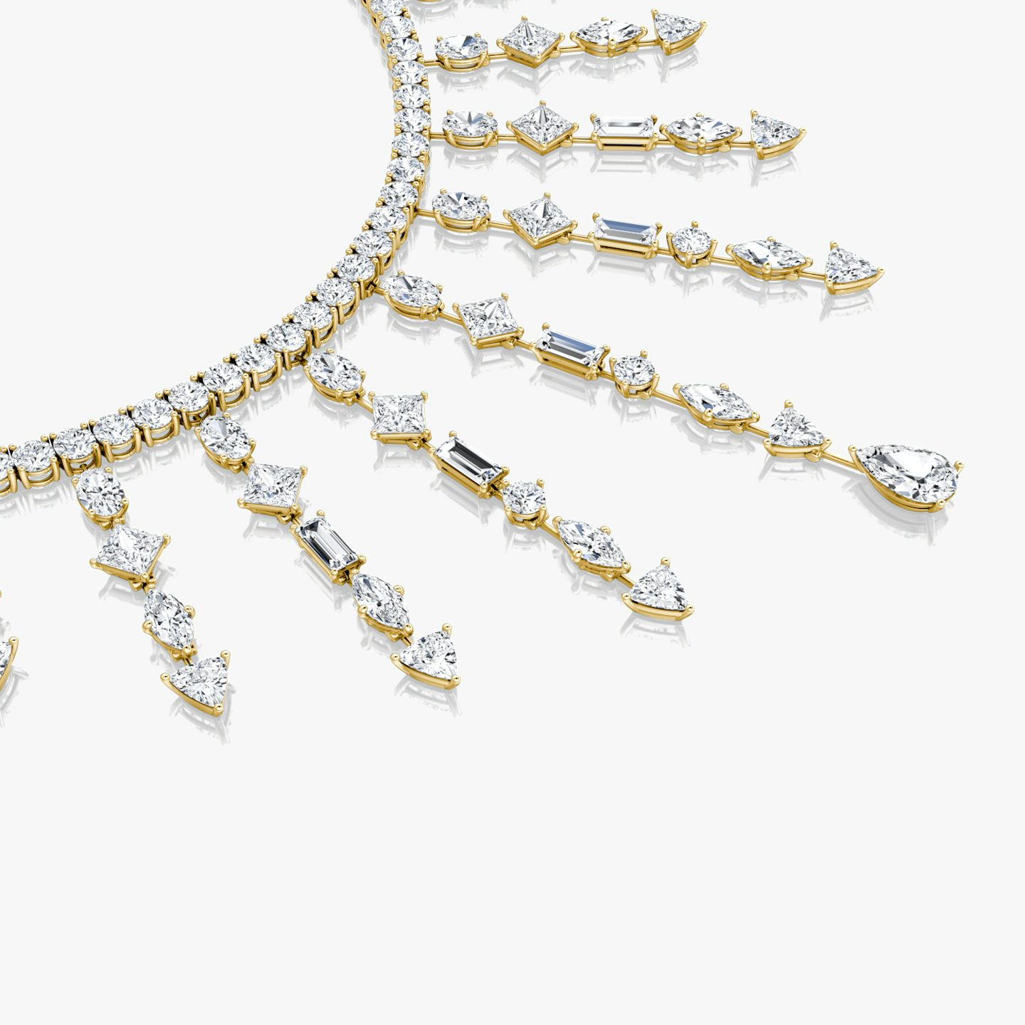 Mixed Shape Cascade Necklace | 14k | Yellow Gold | chainLength: 16