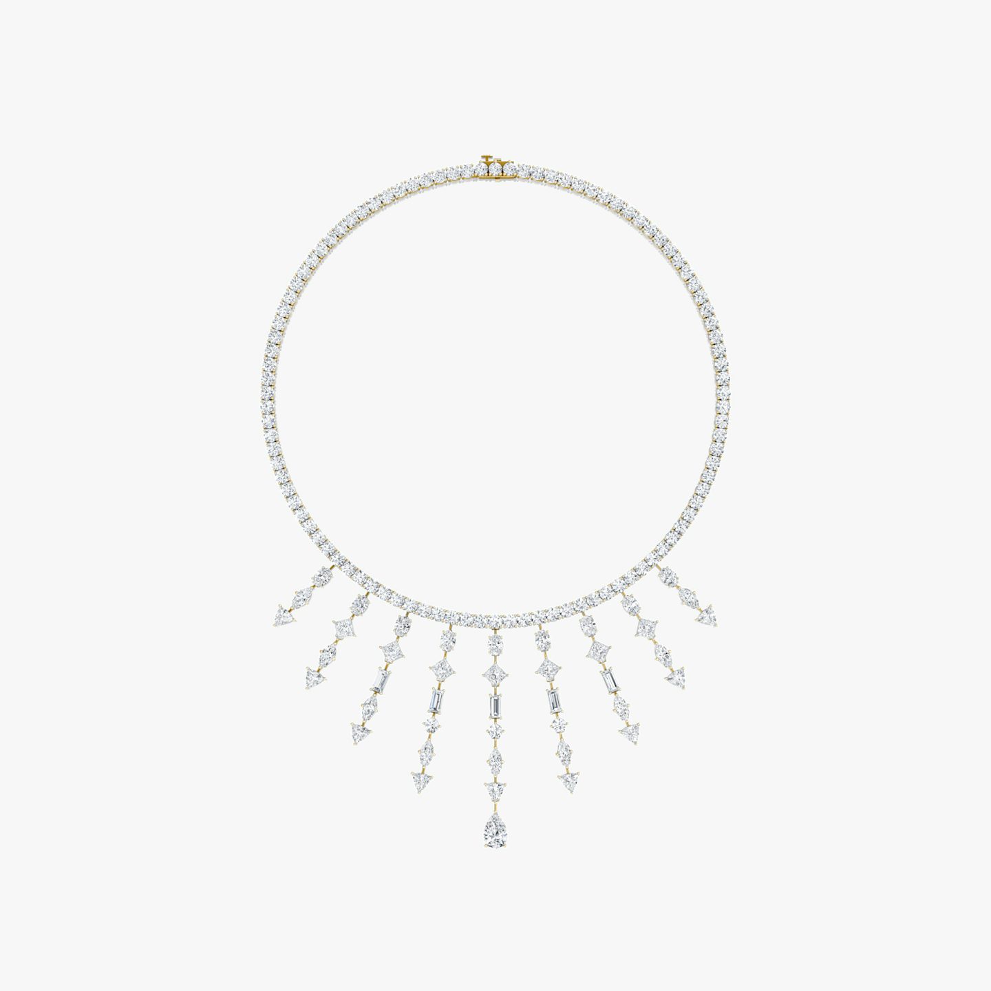 Mixed Shape Cascade Necklace | 14k | Yellow Gold | chainLength: 16