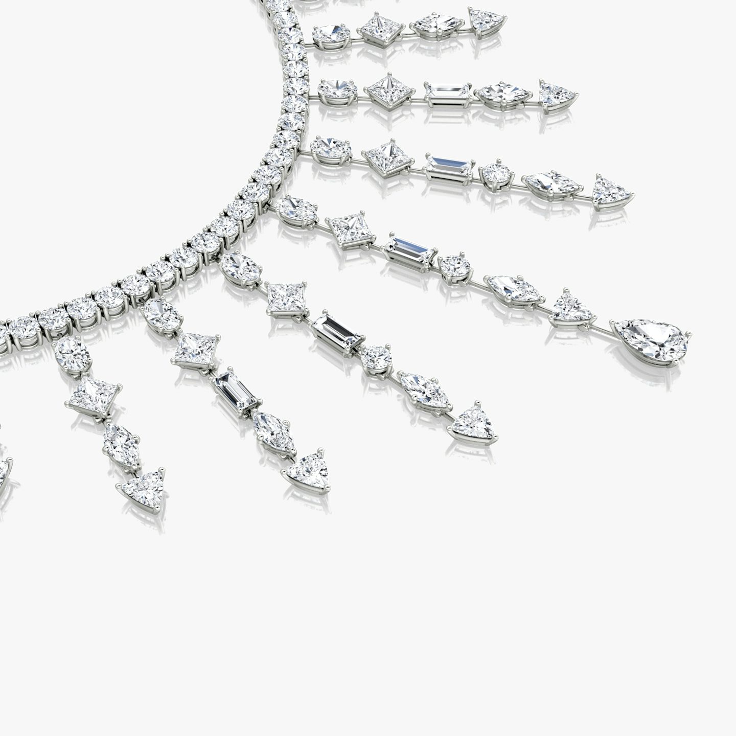 Mixed Shape Cascade Necklace | 14k | White Gold | chainLength: 16