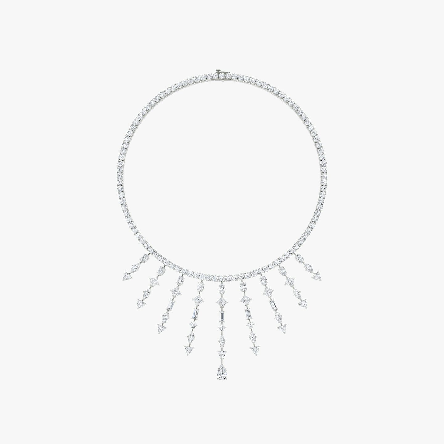 Mixed Shape Cascade Necklace | 14k | White Gold | chainLength: 16