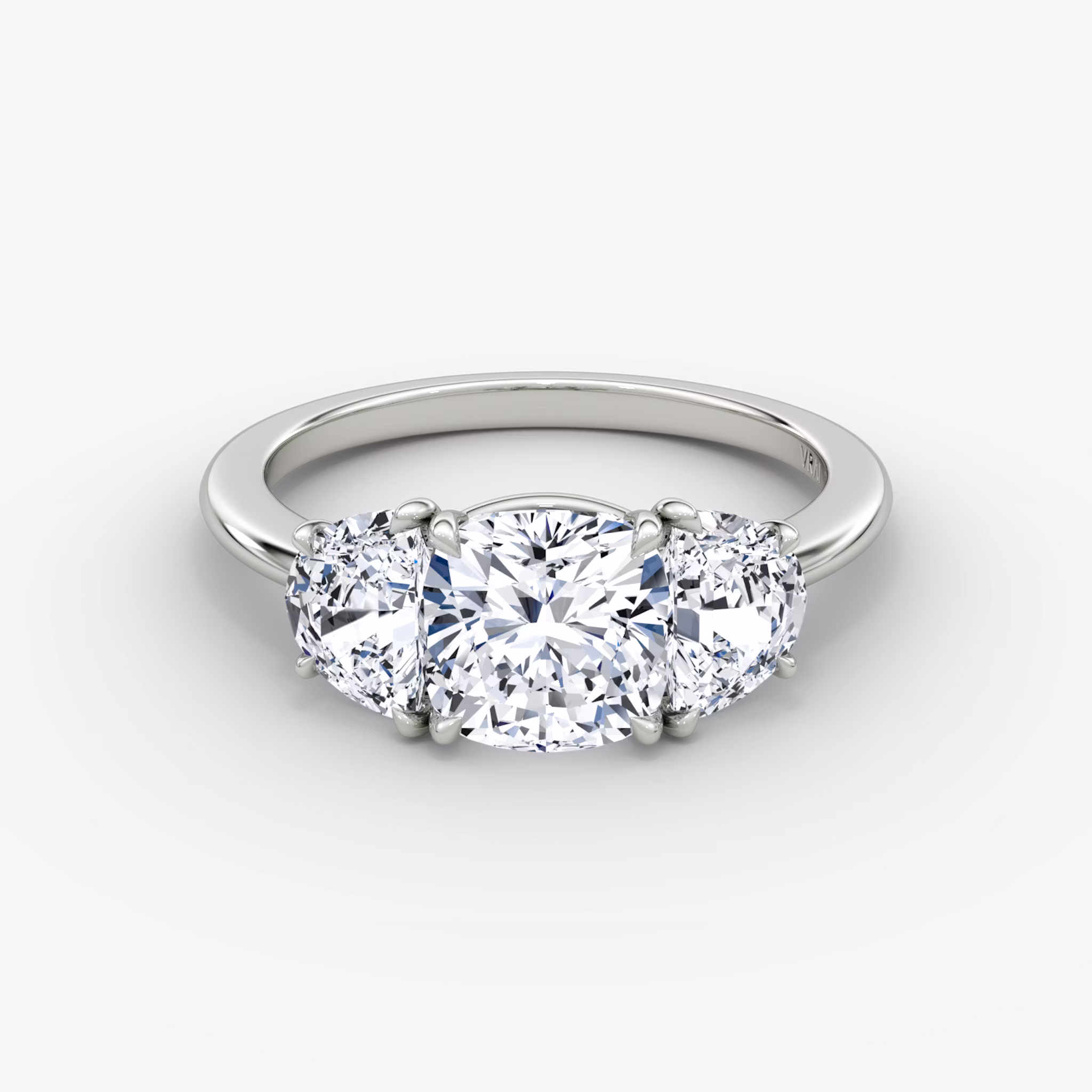 Three Stone Cushion | Platinum