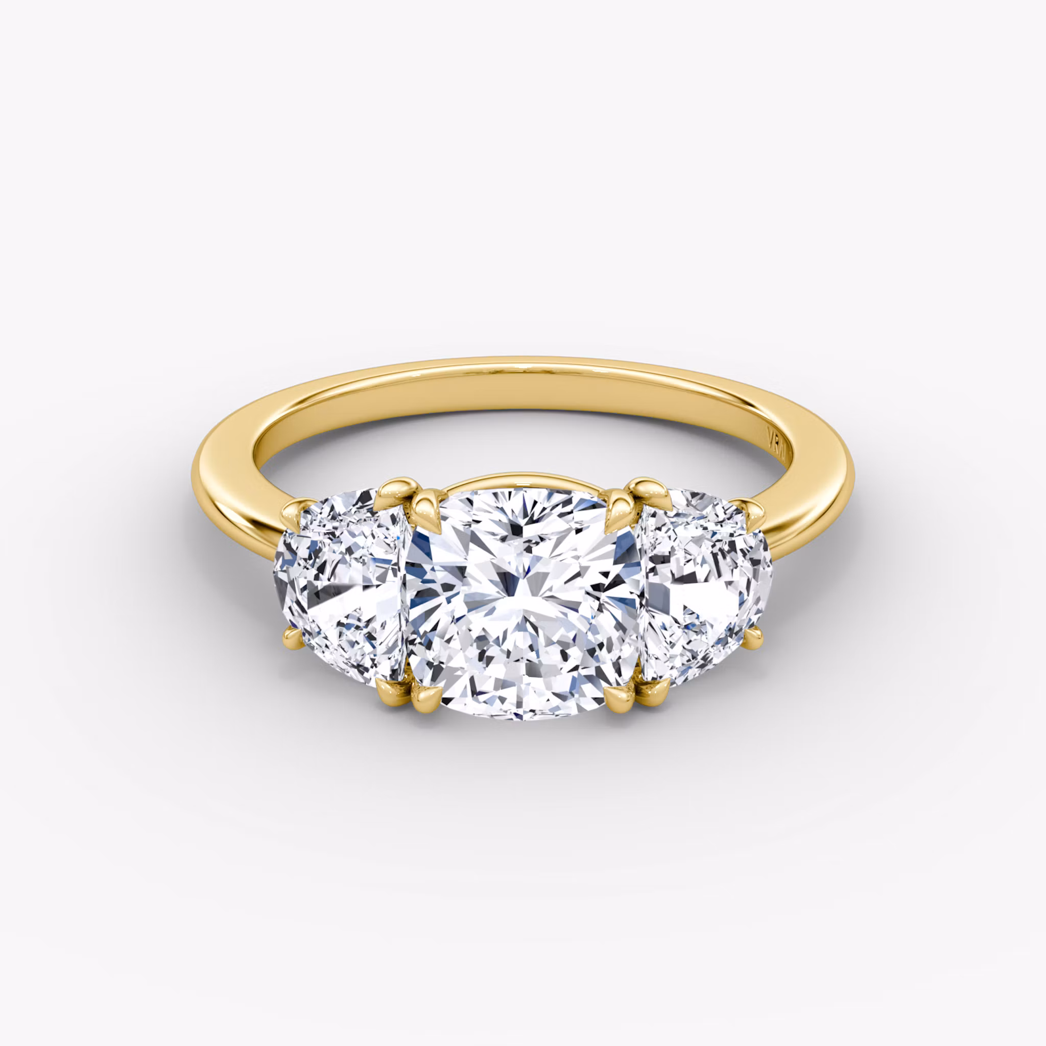 Three Stone Cushion | Yellow Gold