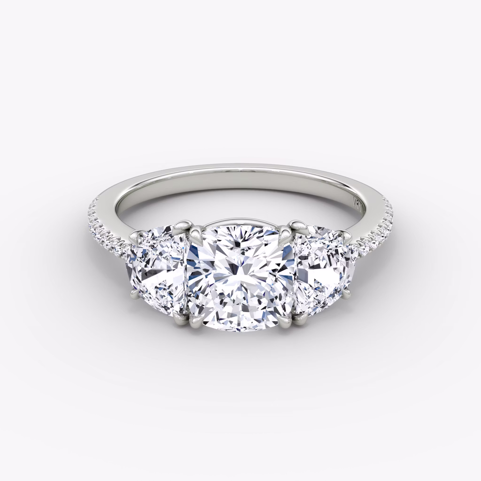 Three Stone Cushion | Platinum