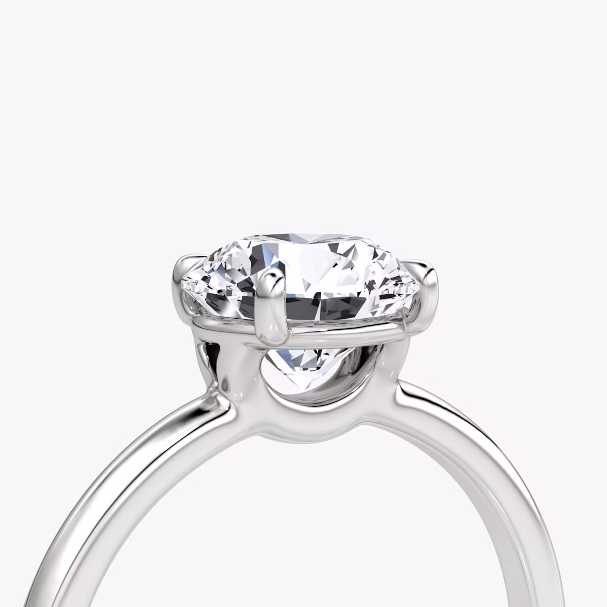 The Signature | Round Brilliant | 18k | White Gold | bandAccent: Plain | bandWidth: standard | caratWeight: other | hiddenHalo: no | diamondOrientation: vertical