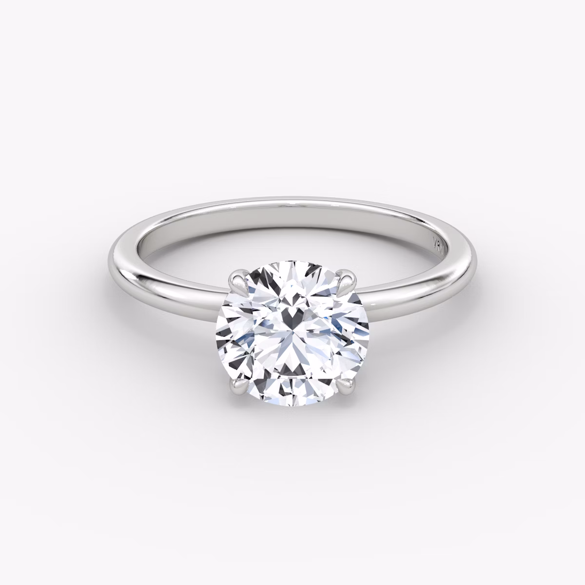 The Signature | Round Brilliant | 18k | White Gold | bandAccent: Plain | bandWidth: standard | caratWeight: other | hiddenHalo: no | diamondOrientation: vertical