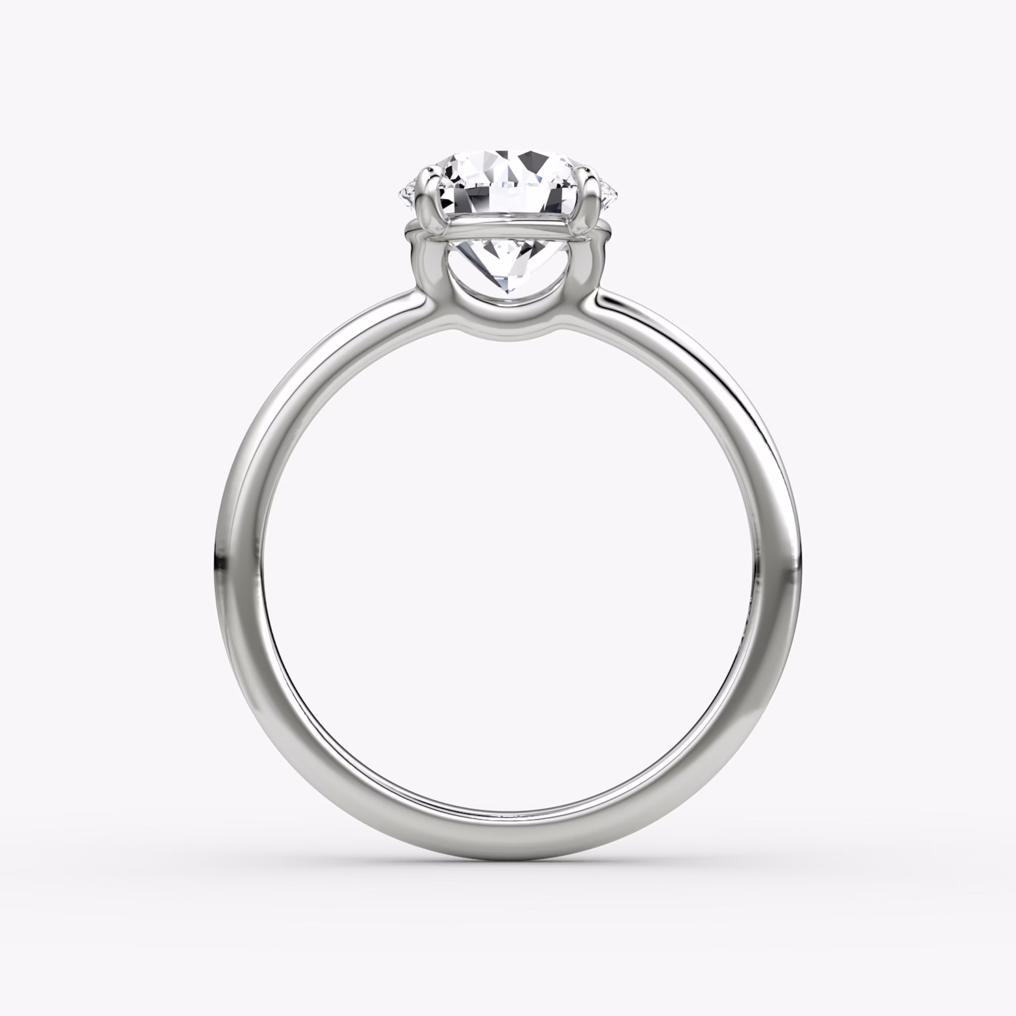 The Signature | Round Brilliant | 18k | White Gold | bandAccent: Plain | bandWidth: standard | caratWeight: other | hiddenHalo: no | diamondOrientation: vertical